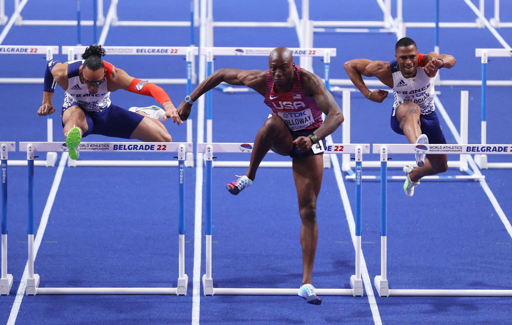 World outdoor and indoor champion Grant Holloway wants to lay down a big marker over 110m hurdles at tomorrow's New York Grand Prix ©Getty Images