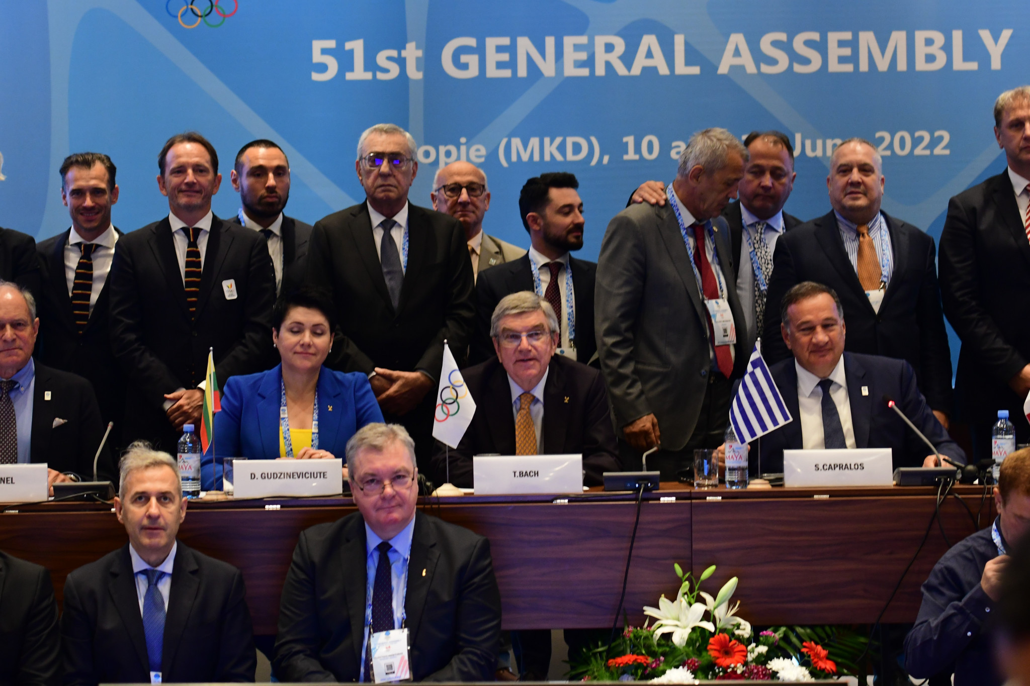 International Olympic Committee President Thomas Bach, centre, was among those in attendance ©EOC