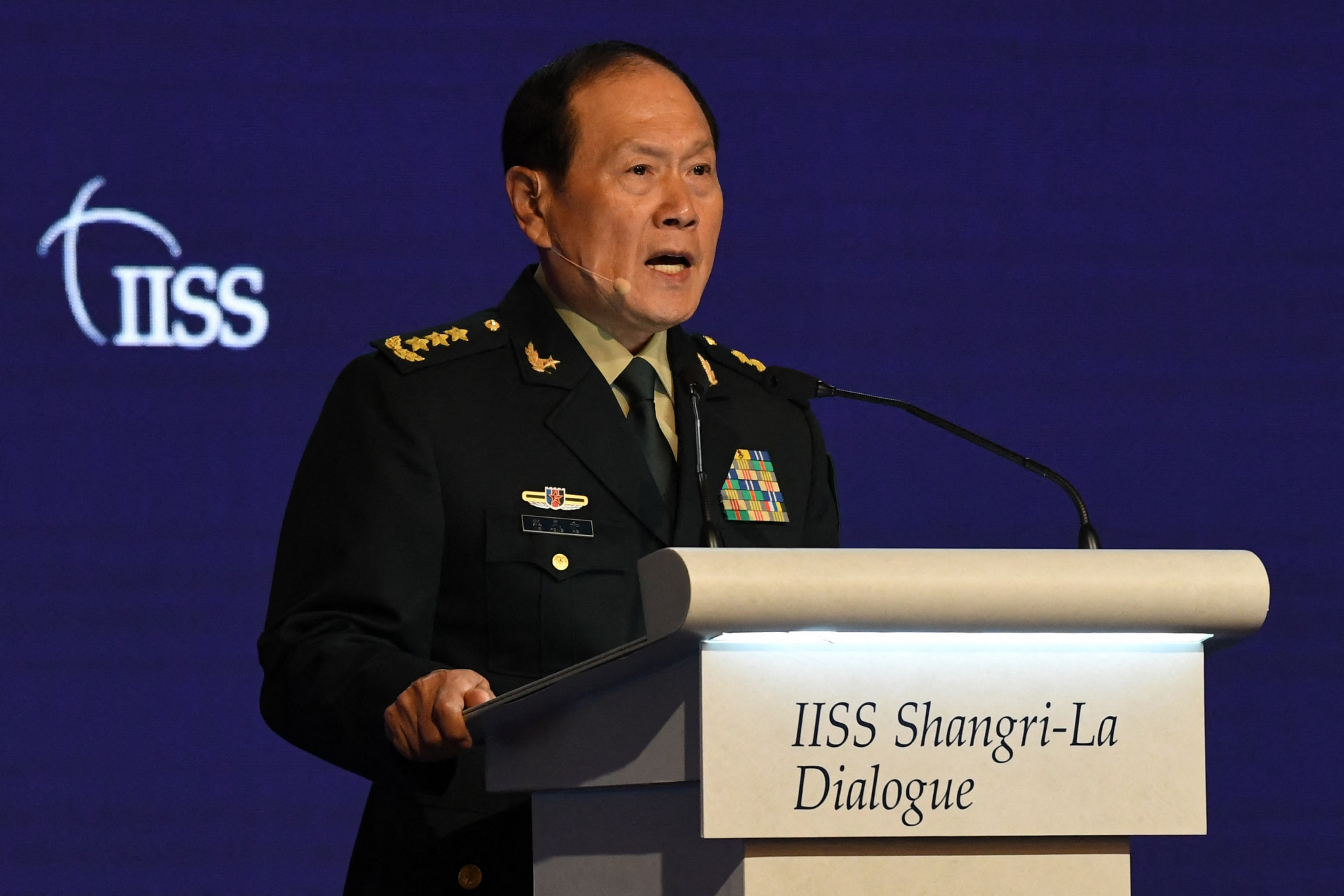 Chinese Defence Minister Wei Fenghe said he felt sanctions against Russia only increased tensions between nations when speaking at the Shangri-La Dialogue summit in Singapore ©Getty Images