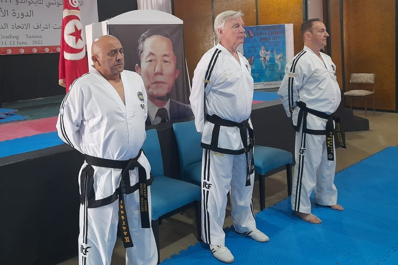 Grand Masters Michael Daher, Paul Weiler and Pierre Laquerre carry out the course in Tunisia ©ITF