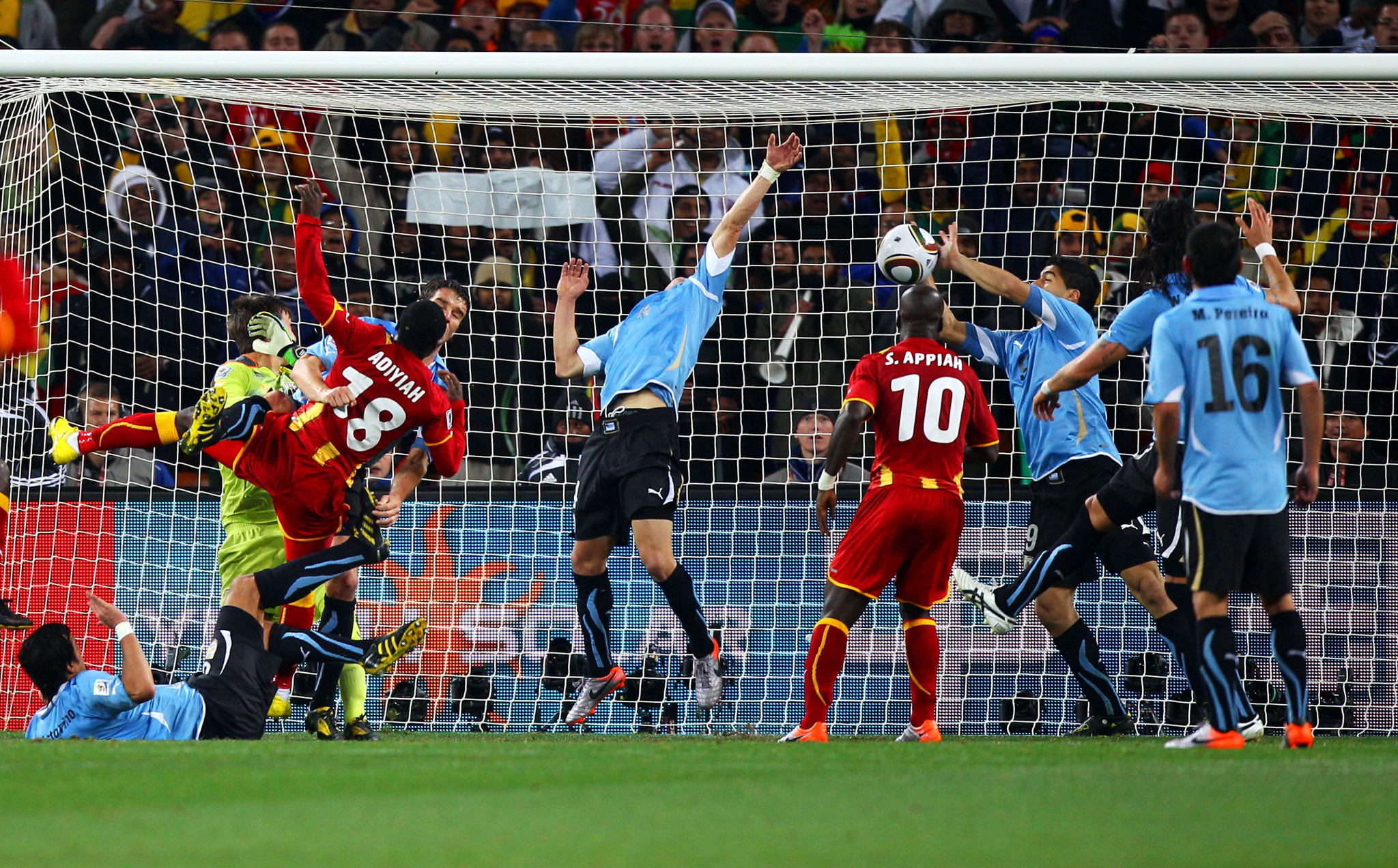 Luis Suarez's famous deliberate handball stopped Ghana progressing to the World Cup semi-finals ©Getty Images