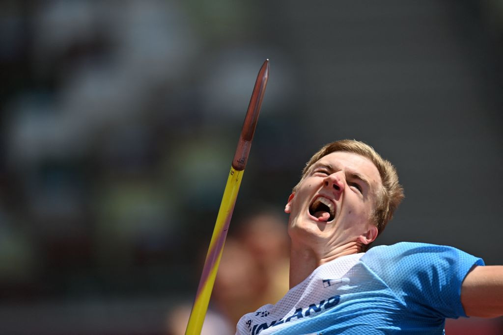 Finland's home javelin thrower Oliver Helander earned a shock victory in Turku tonight over a field including India's Olympic champion Neeraj Chopra ©Getty Images