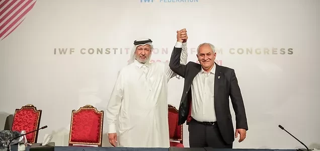 Yousef Al Mana, left, has promised to make the IWF a "trusted, reliable and modern organisation" ©Yousef Al Mana