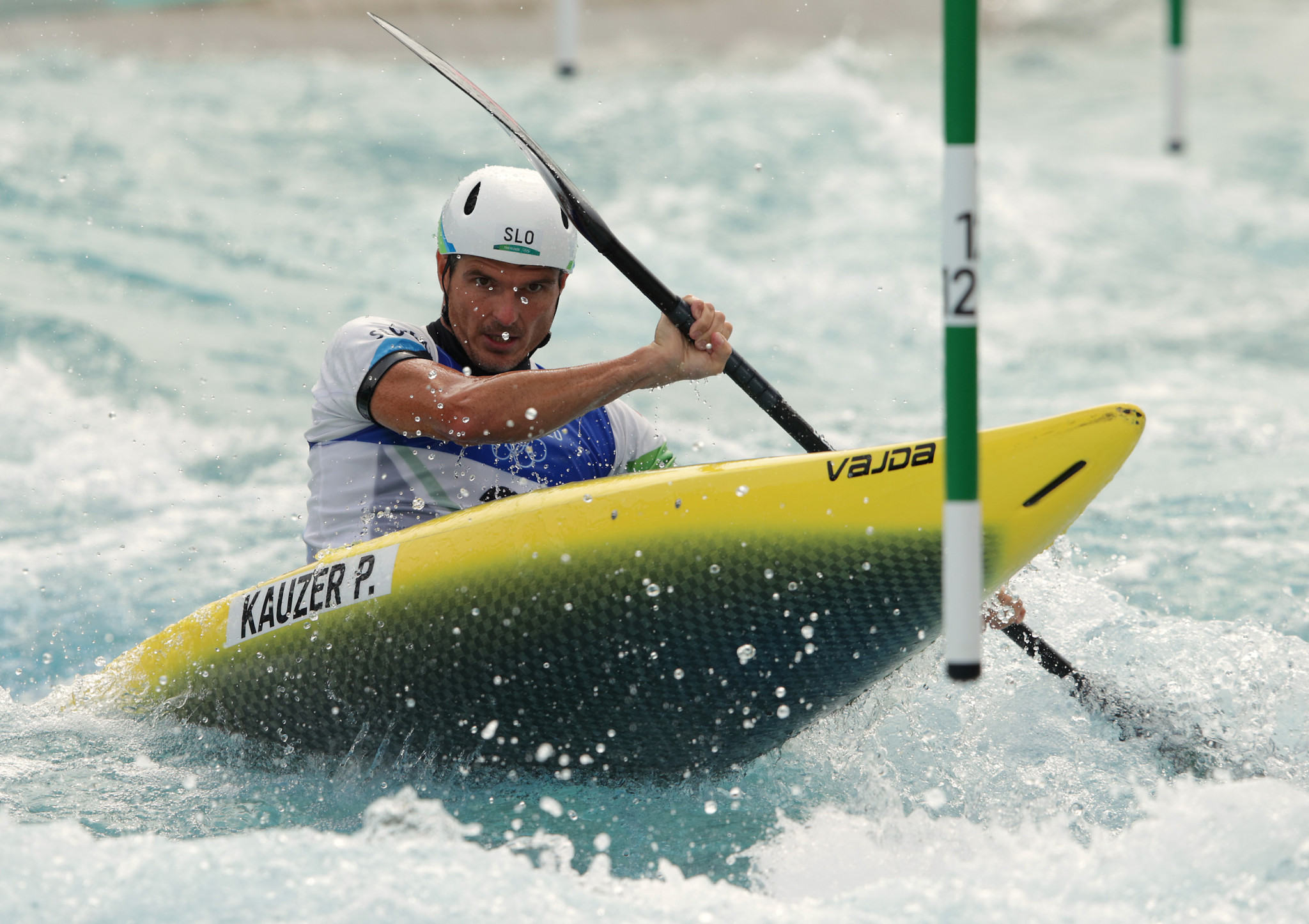 Slovenia's Peter Kauzer clinched his first Canoe Slalom World Cup victory for four years in Prague ©Getty Images