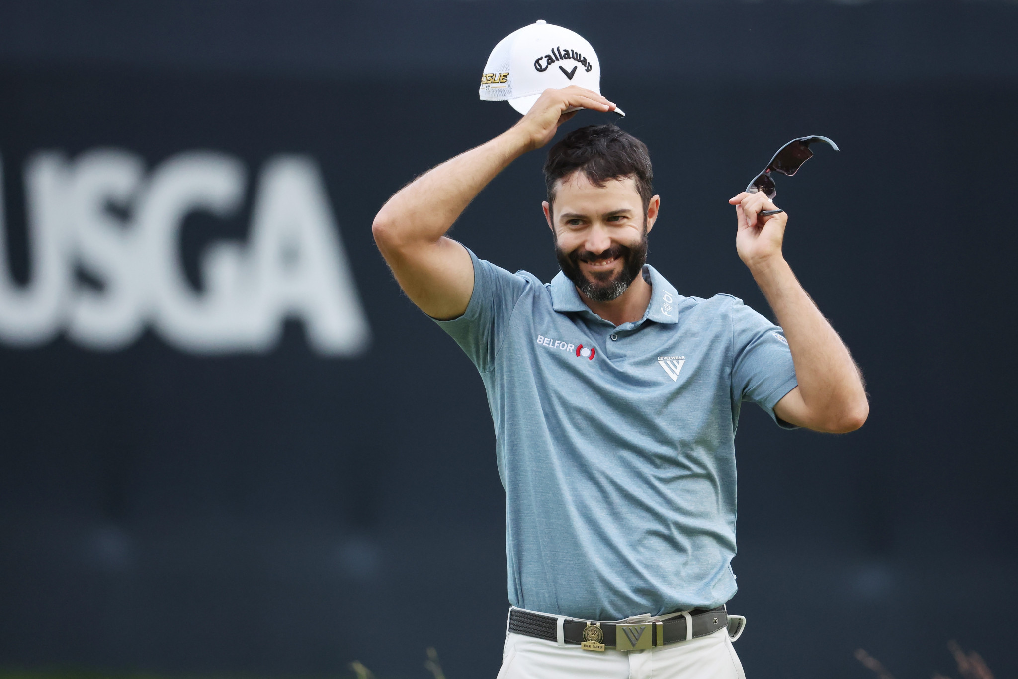 Adam Hadwin registered five birdies in six holes to help him take the lead at the US Open in Boston ©Getty Images