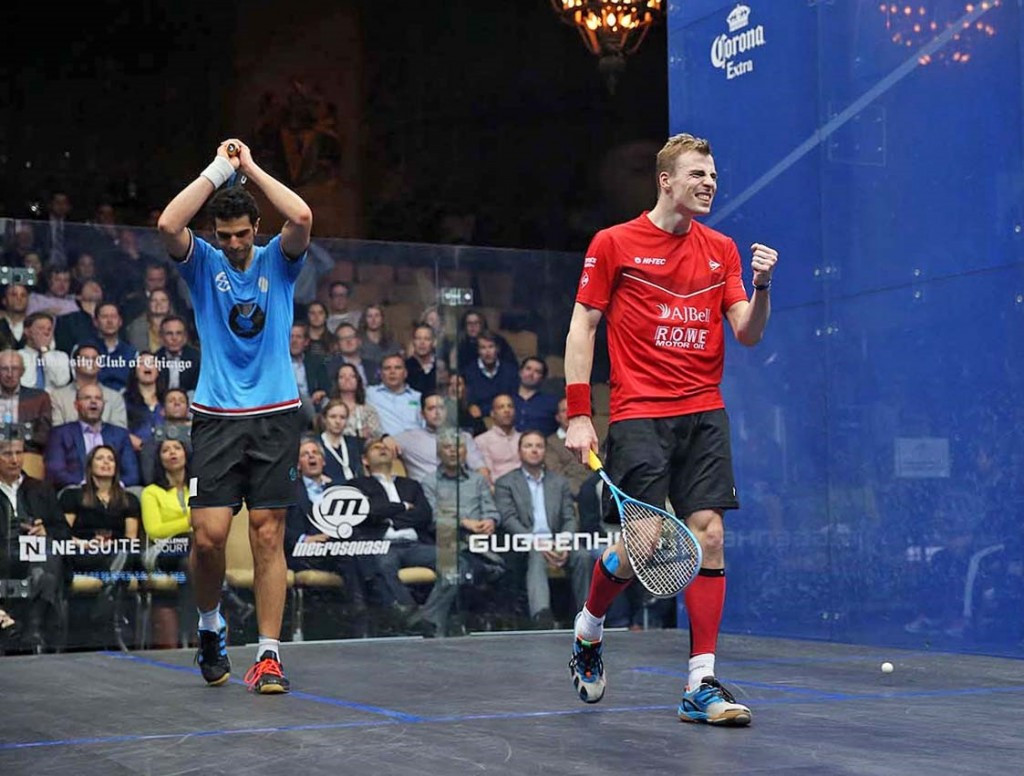 England’s Nick Matthew prevented an Egyptian clean-sweep of the finals at the Windy City Ope in Chicago by defeating World Championship runner-up Omar Mosaad ©squashpics.com
