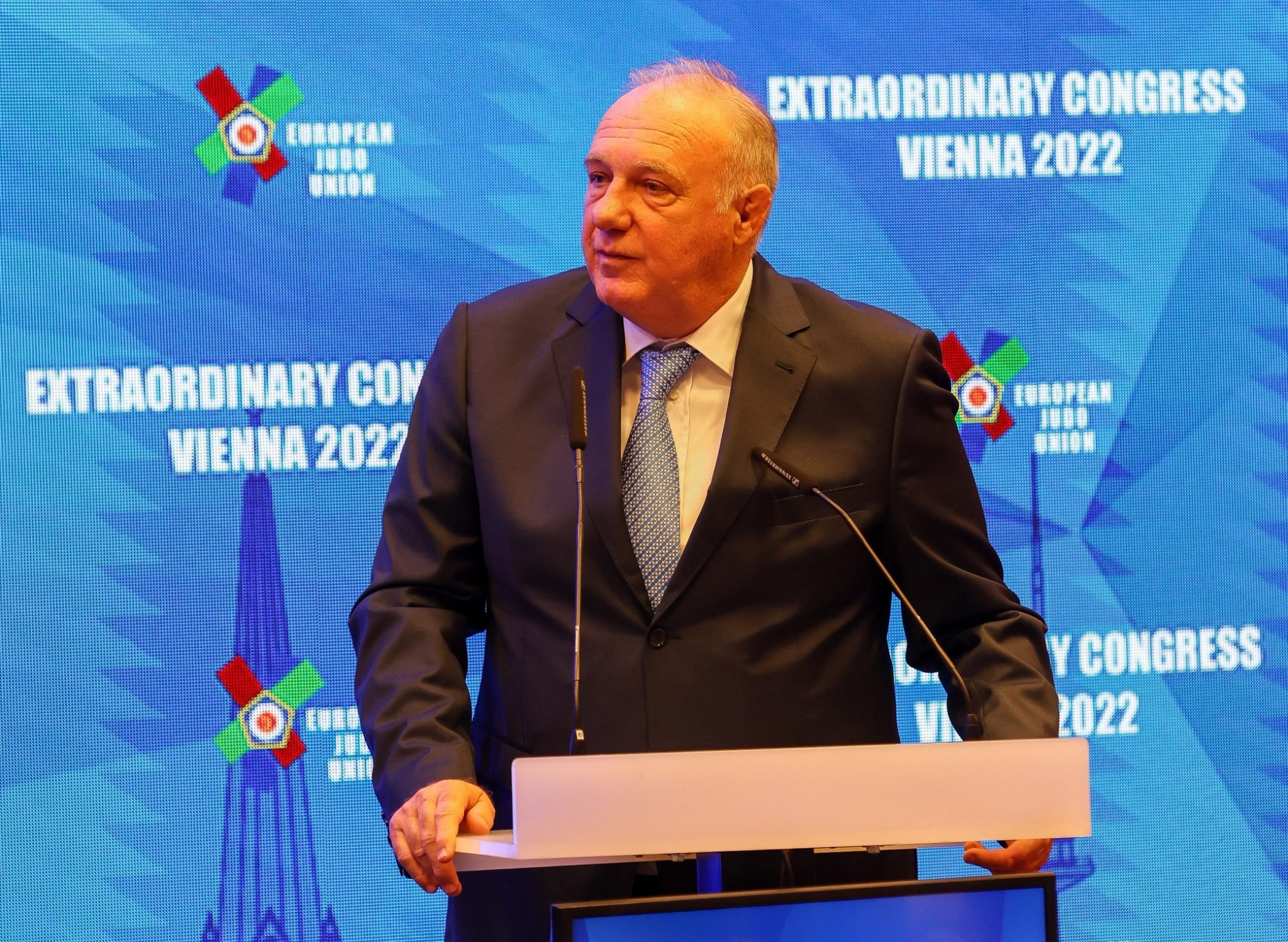 EJU President László Tóth said his organisation was in line with the stance of the IJF that allowed Russian and Belarusian judoka to compete as neutrals ©EJU