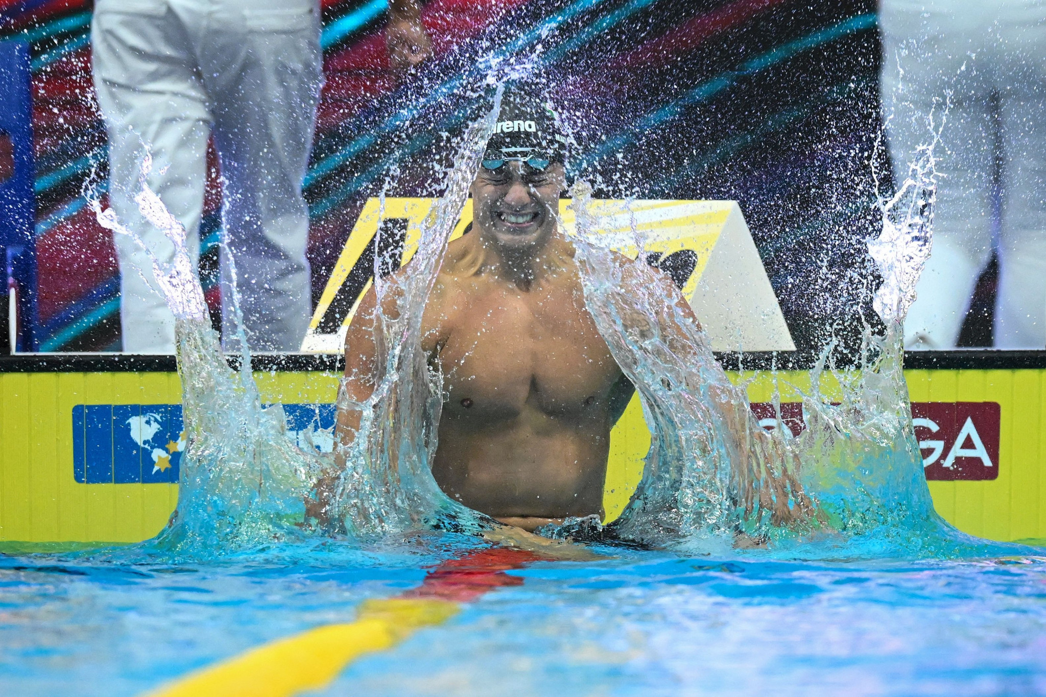 Italy's Nicolò Martinenghi was triumphant in the men's 100m breaststroke final at the Duna Arena ©Getty Images