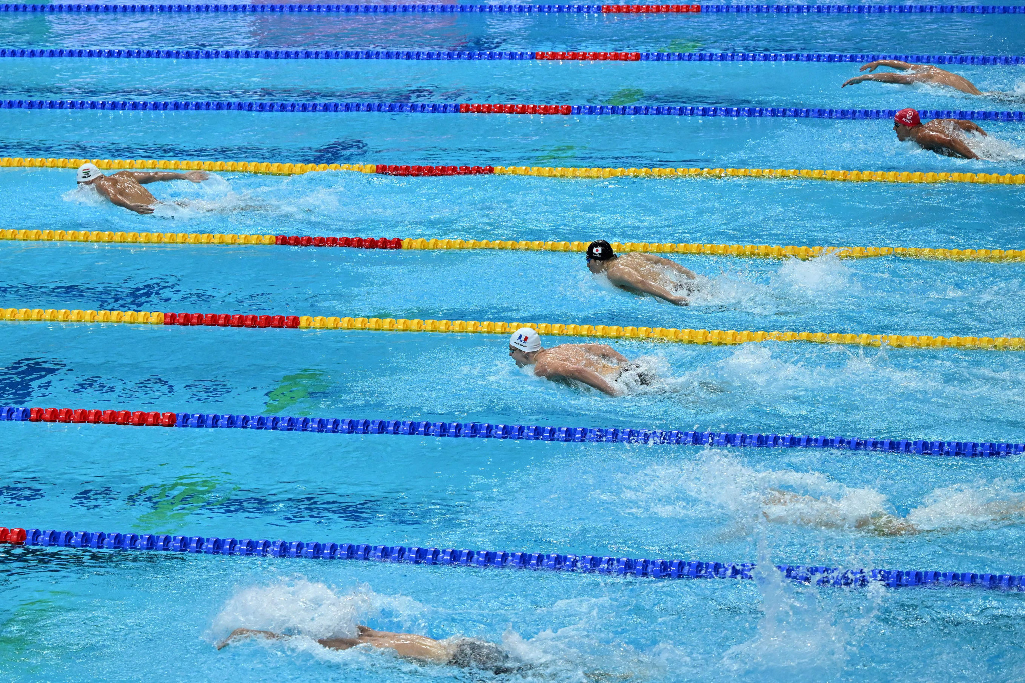 Hungary's Kristóf Milák, furthest left, won the men's 200m butterfly final by more than three seconds ©Getty Images