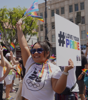 The Los Angeles 2028 Olympics and Paralympics were represented at the city's Pride parade and festival ©LA28