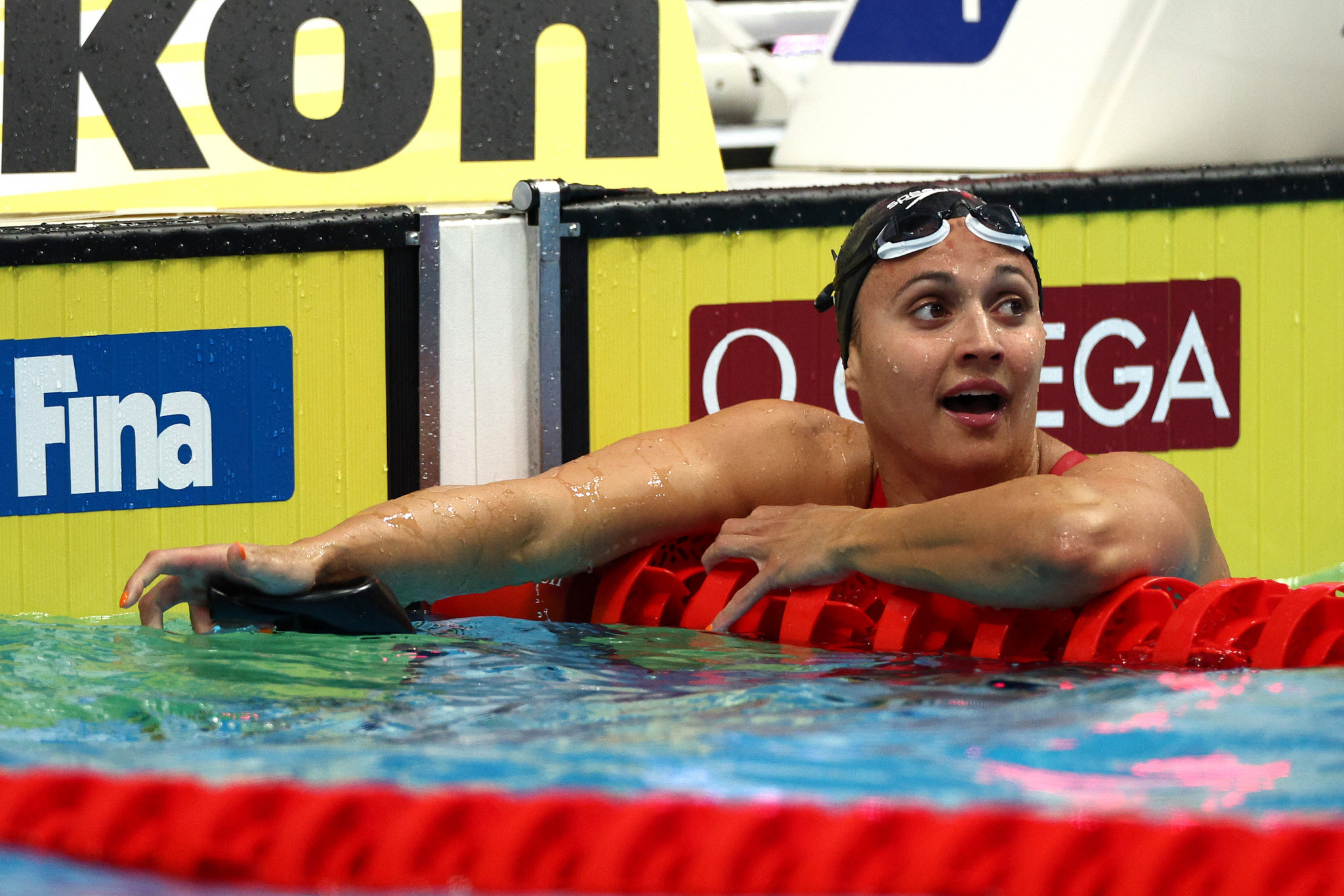 Kylie Masse became Canada's second gold medallist of the day in the women's 50m backstroke ©Getty Images