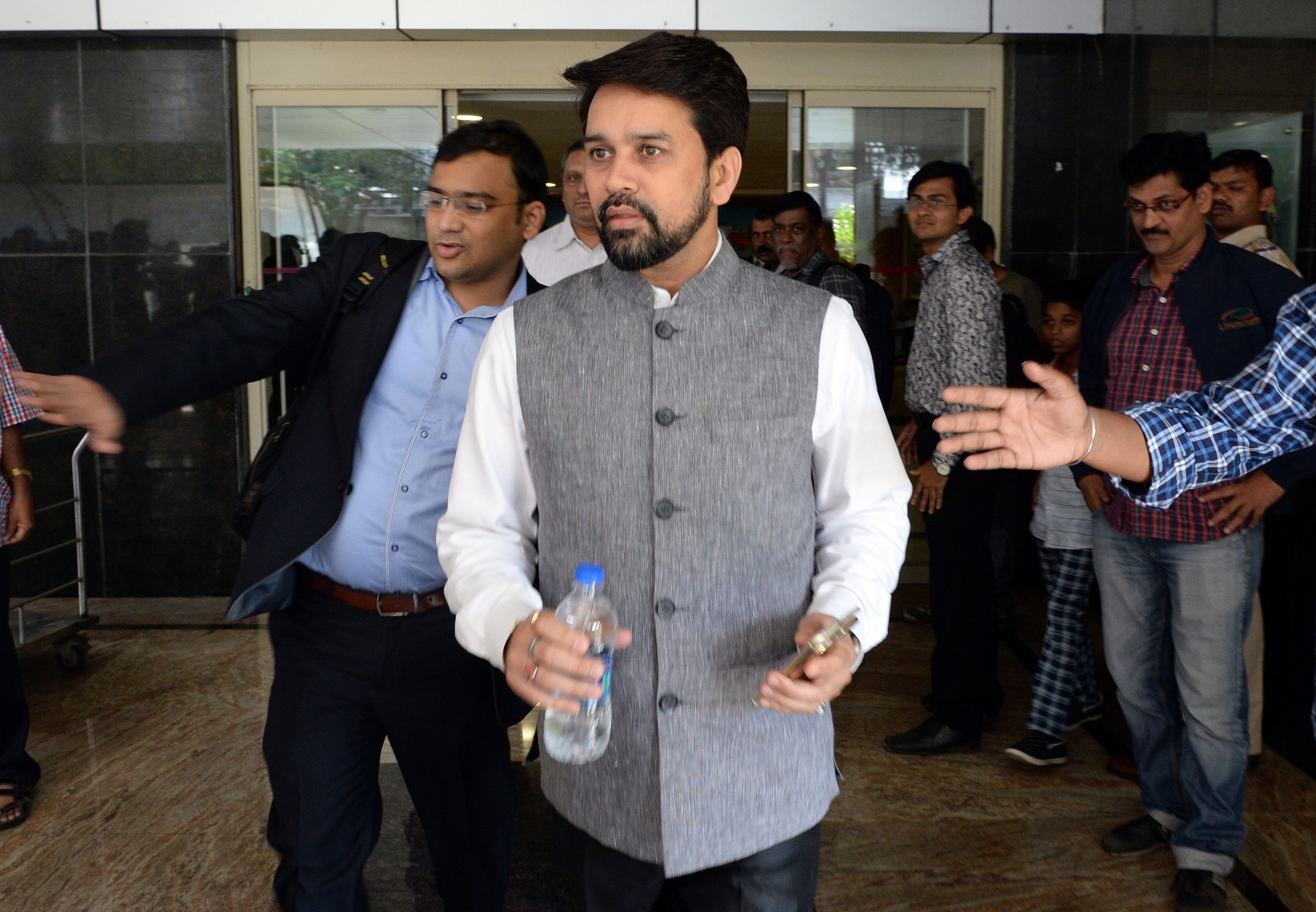 Indian Sports Minister Anurag Thakur held a meeting with Oleg Matytsin in New Delhi ©Getty Images