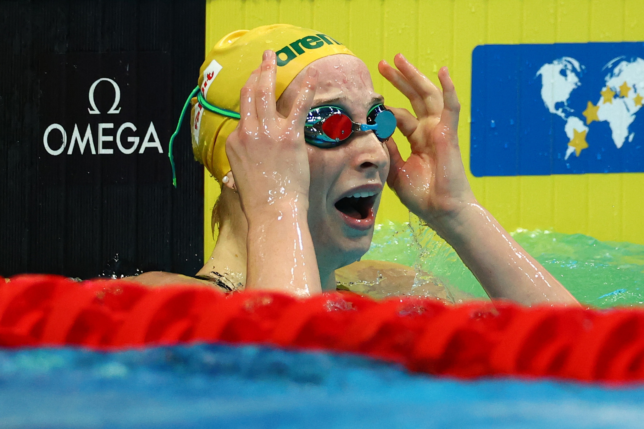 Mollie O'Callaghan of Australia triumphed in the women's 100m freestyle on the sixth day of the FINA World Championships ©Getty Images