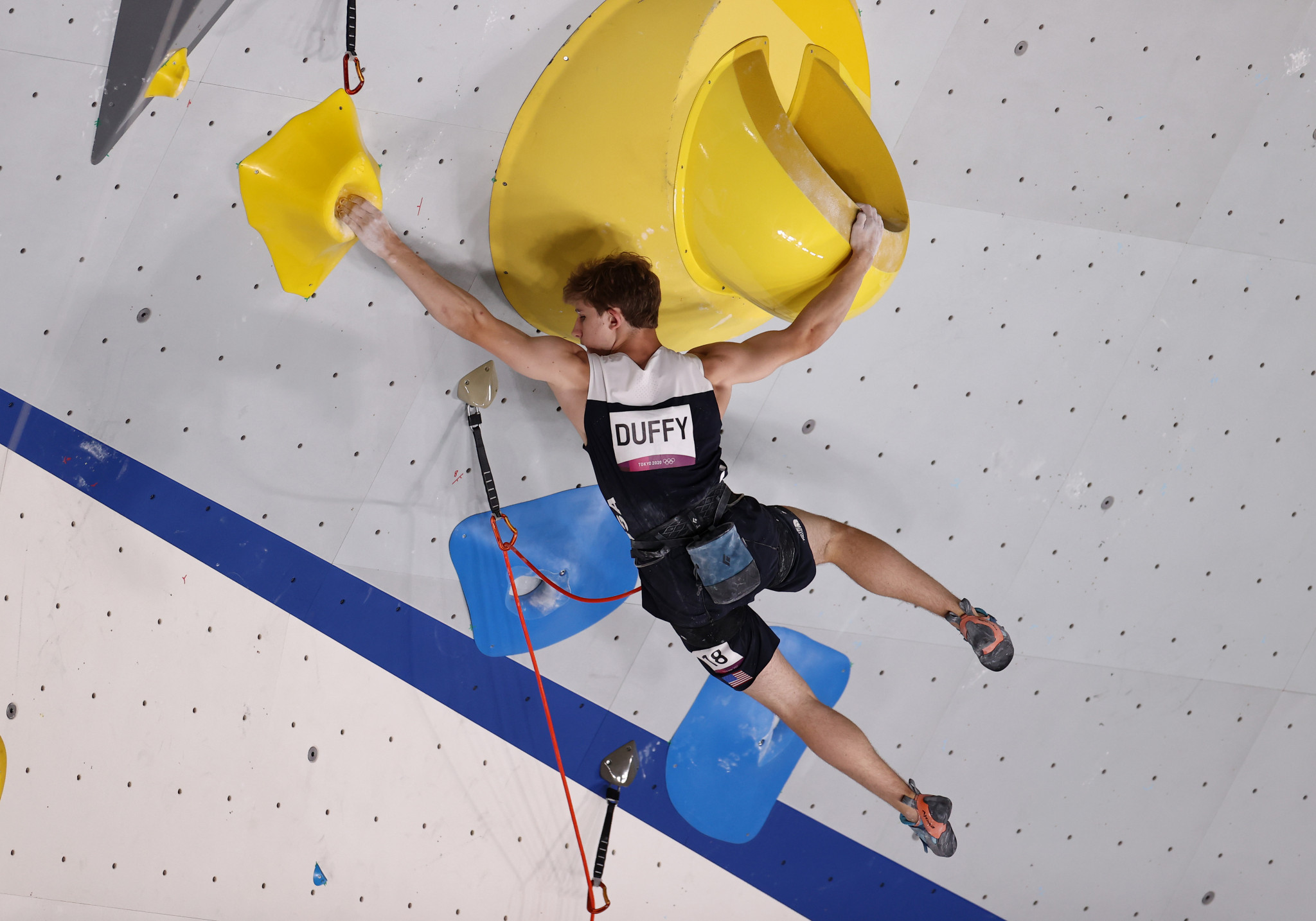Colin Duffy became the first male climber to win two golds at the same IFSC World Cup in Innsbruck, after winning the lead discipline ©Getty Images