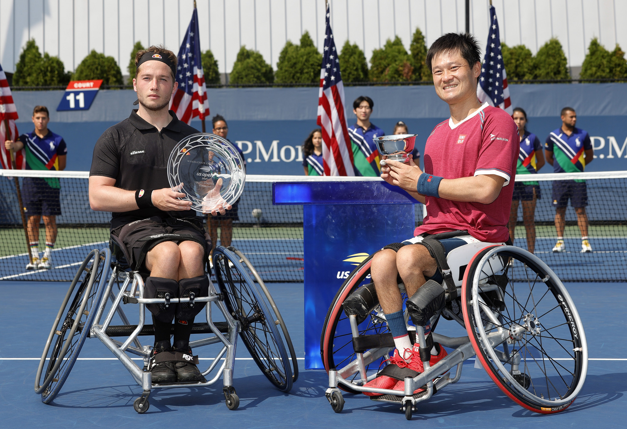 Alfie Hewett, left, and Shingo Kunieda, who contested last year's US Open men's wheelchair men's singles final, are set to be among a field of 16 players at this year's event ©Getty Images