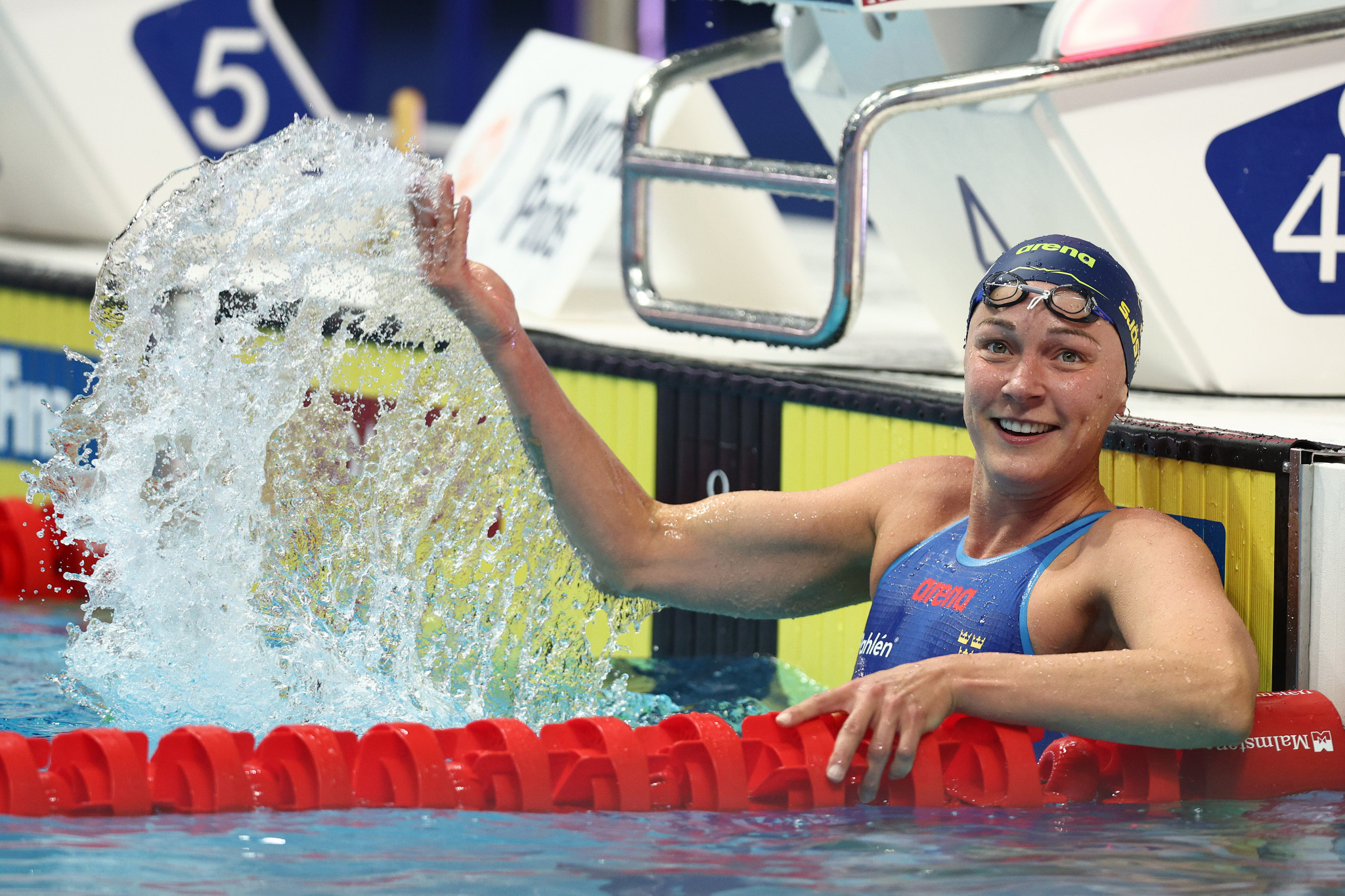Sweden's Sarah Sjöström won the women's 50m butterfly final for the fourth consecutive World Championships ©Getty Images