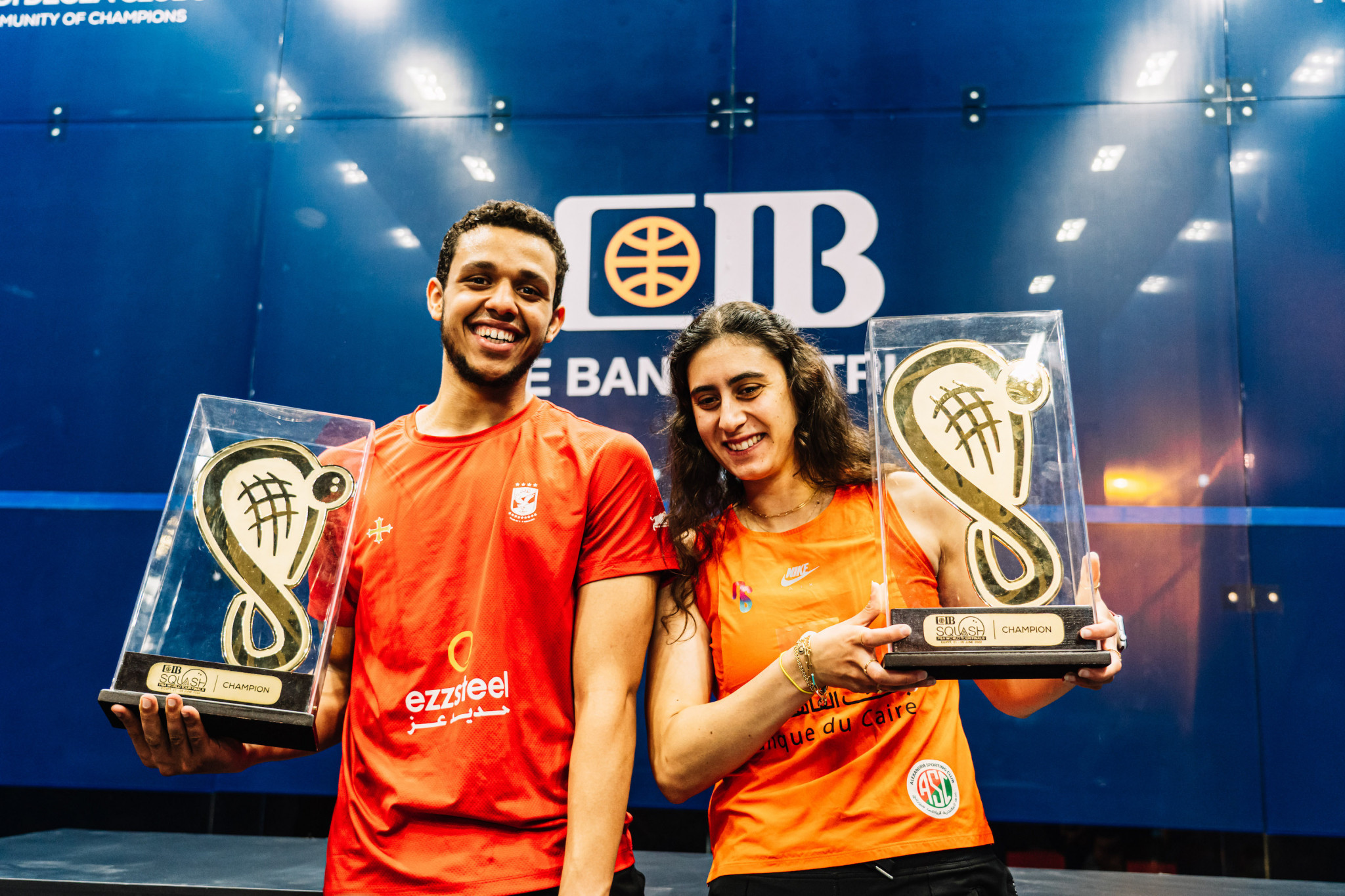 Mostafa Asal and Nour El Sherbini won the season-ending PSA World Tour Finals titles in Cairo ©PSA World Tour