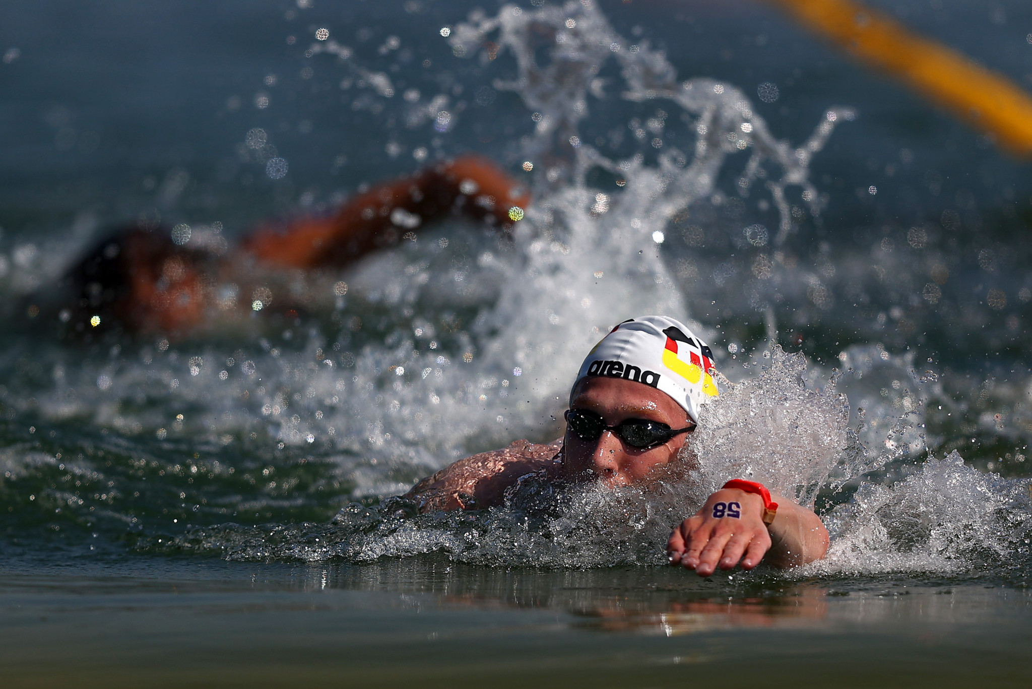 Germany's Florian Wellbrock's fourth medal of the FINA World Championships in Budapest was a gold in the men's 5km open water swimming race ©Getty Images
