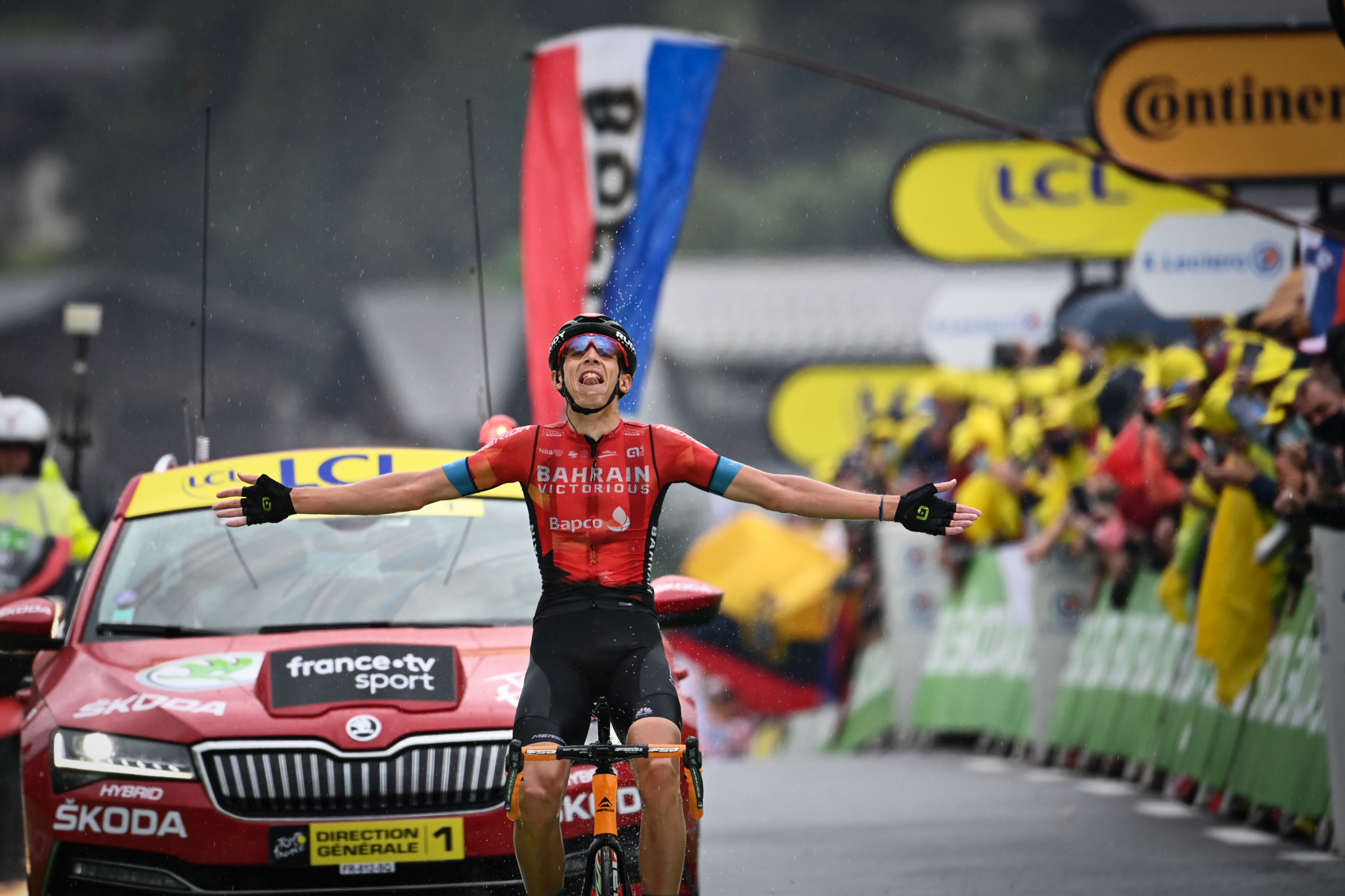 Dylan Teuns was among two stage winners for Bahrain Victorious as they claimed the team classification crown at the 2021 Tour de France ©Getty Images
