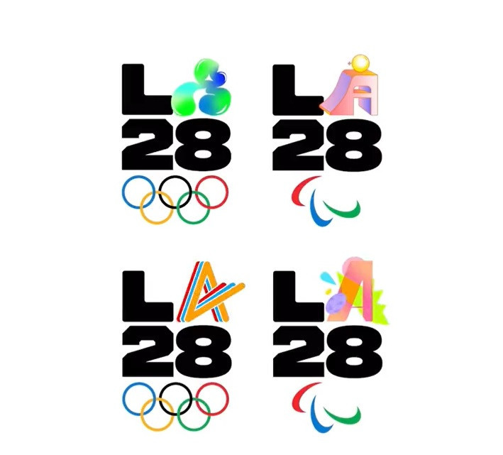 The four new versions of the Los Angeles 2028 logo are among more than 35 that have been created for the Olympics and Paralympics ©Getty Images