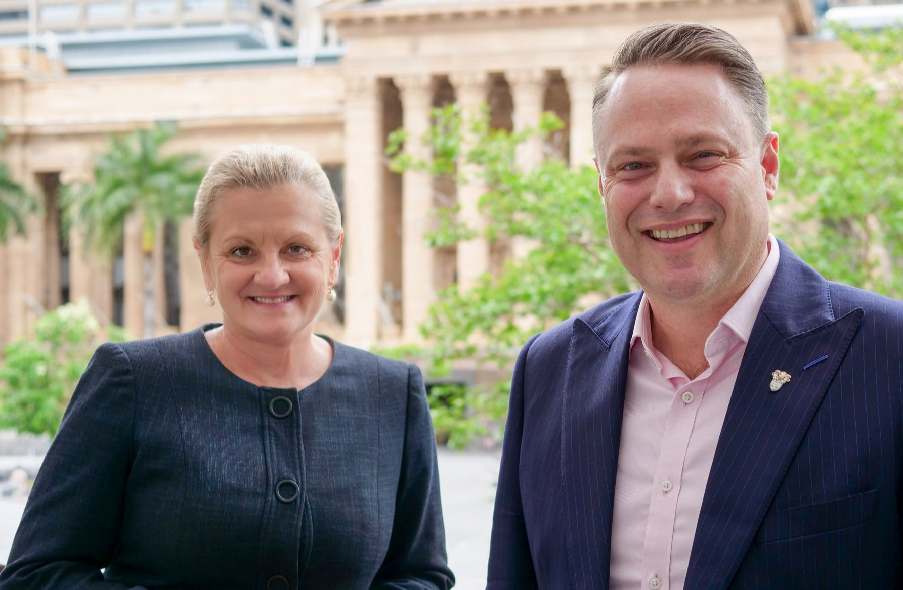 Karen Williams, left, had been nominated for the Brisbane 2032 Board by Adrian Schrinner, but resigned ©Twitter/bne_lordmayor