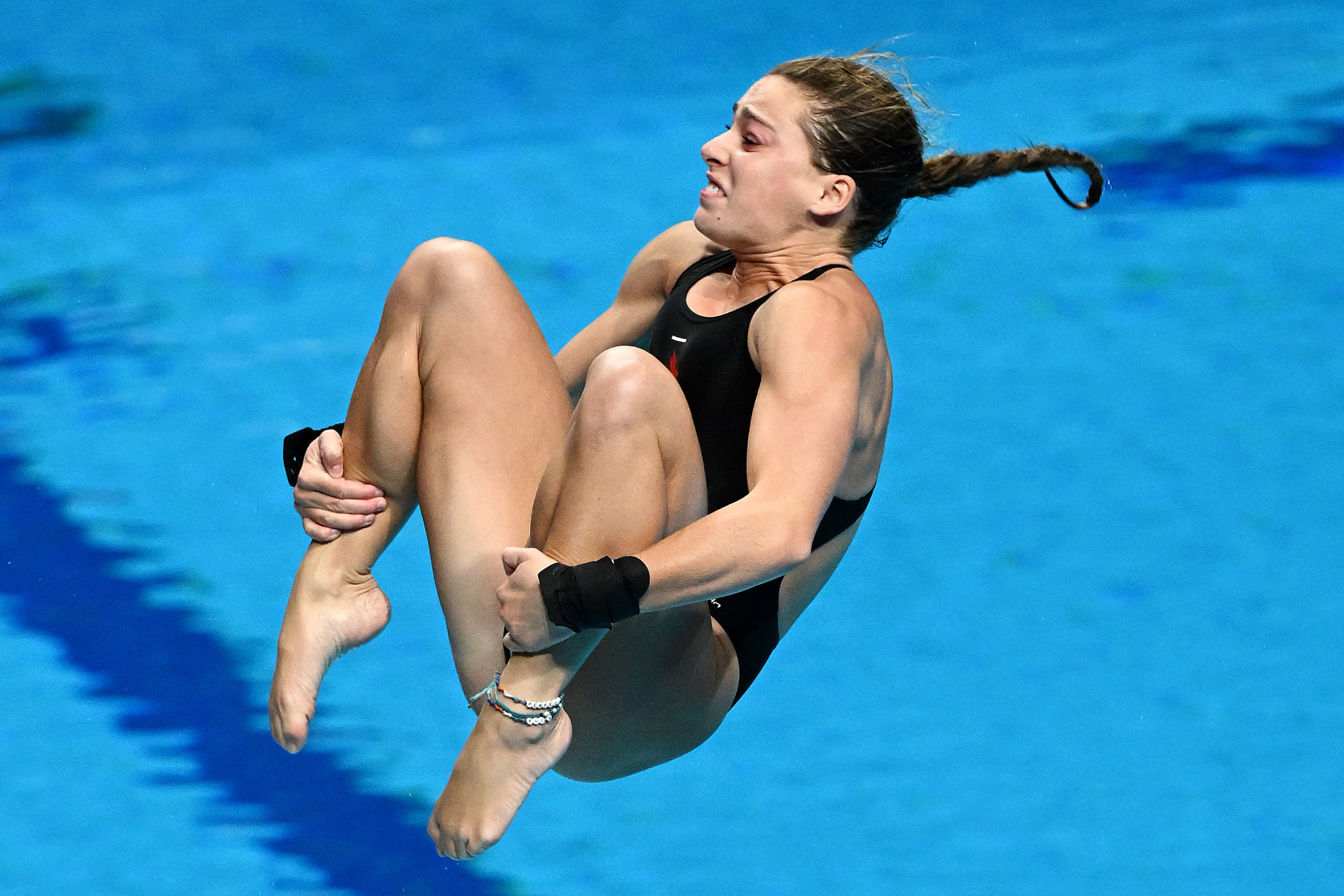 Canada's Mia Vallée led for the first three rounds of the women's 1m springboard final, but had to settle for third place ©Getty Images