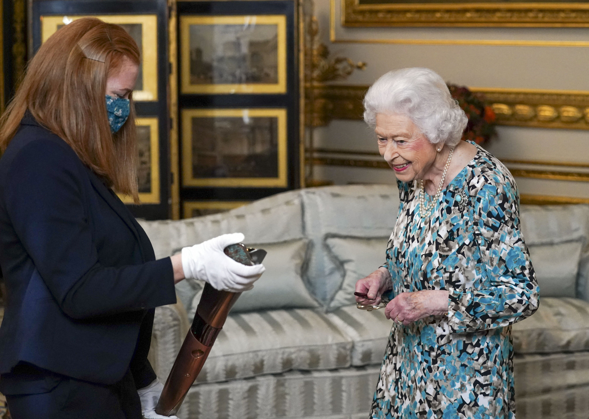 The Queen had a first look at the Baton which will carry her message last October ©Getty Images