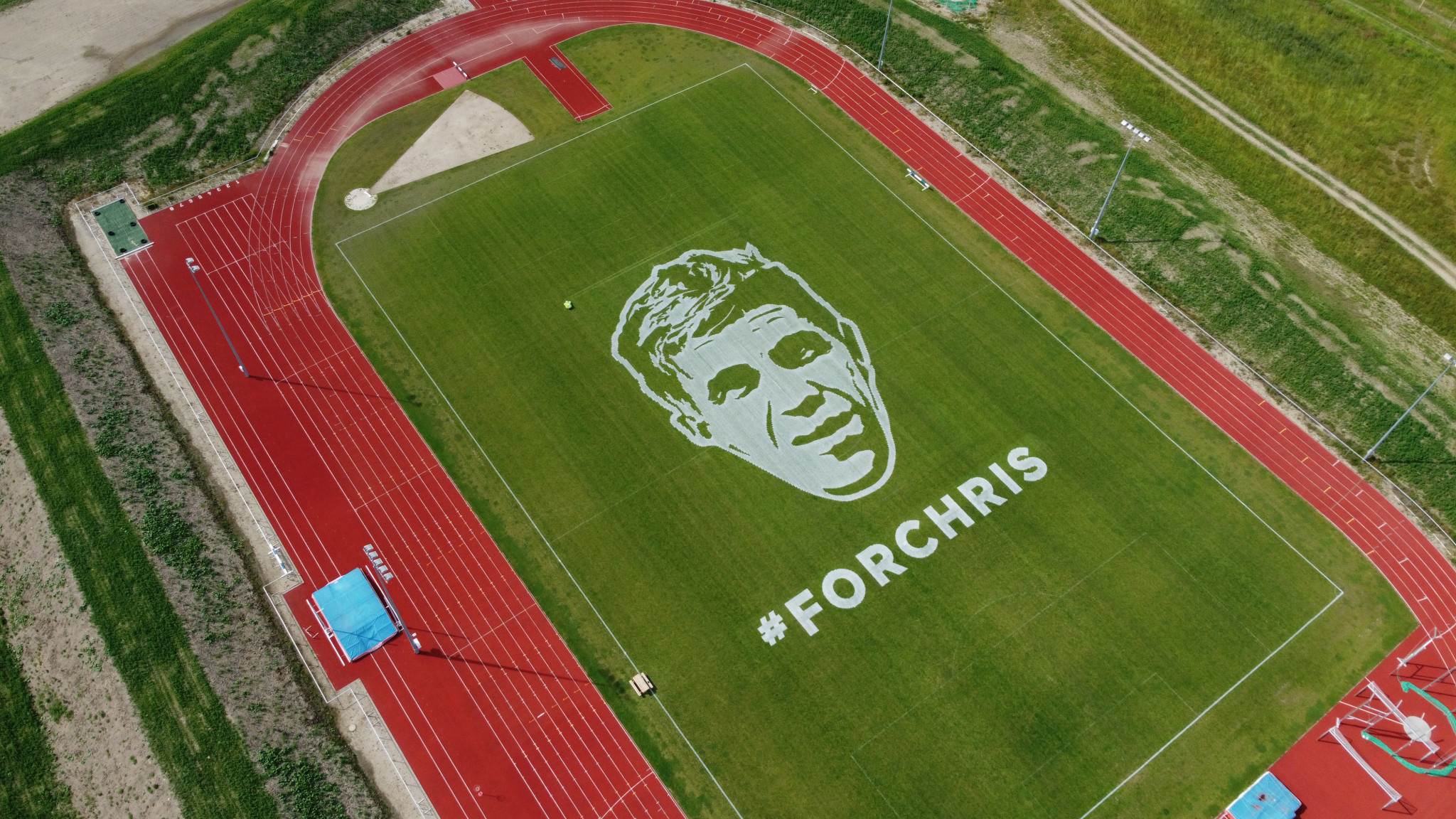 The mural of Chris Anker Sørensen is set to appear on helicopter pictures during the second stage of the Tour de France ©Turf Tank