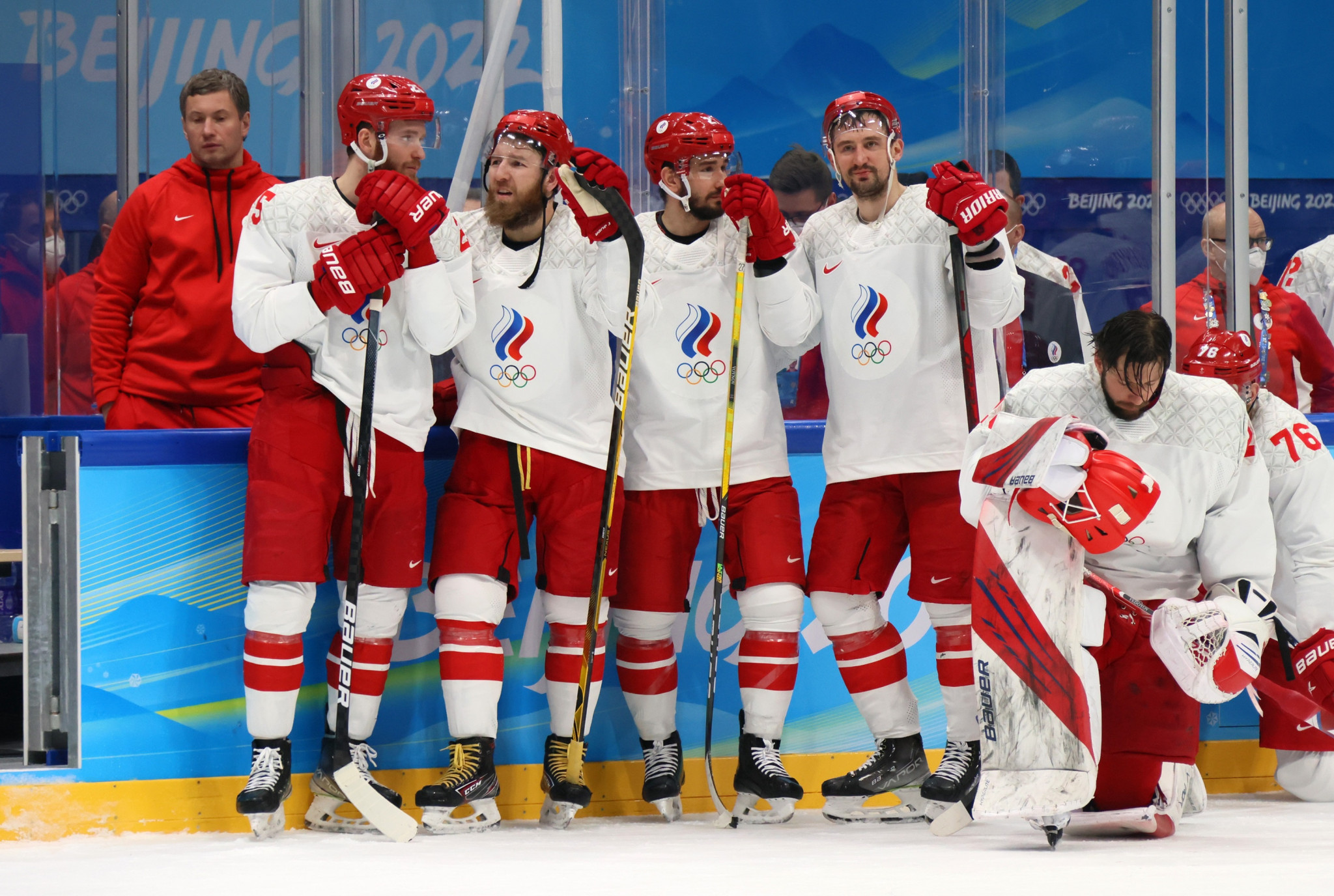 Ivan Fedotov, right, was a member of the ROC squad that lost to Finland in the gold medal match at Beijing 2022 ©Getty Images