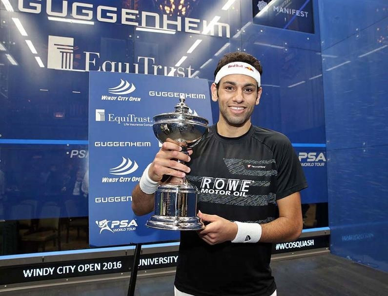 Mohamed Elshorbagy won the men's title after Nick Matthew retired ©squashpics 