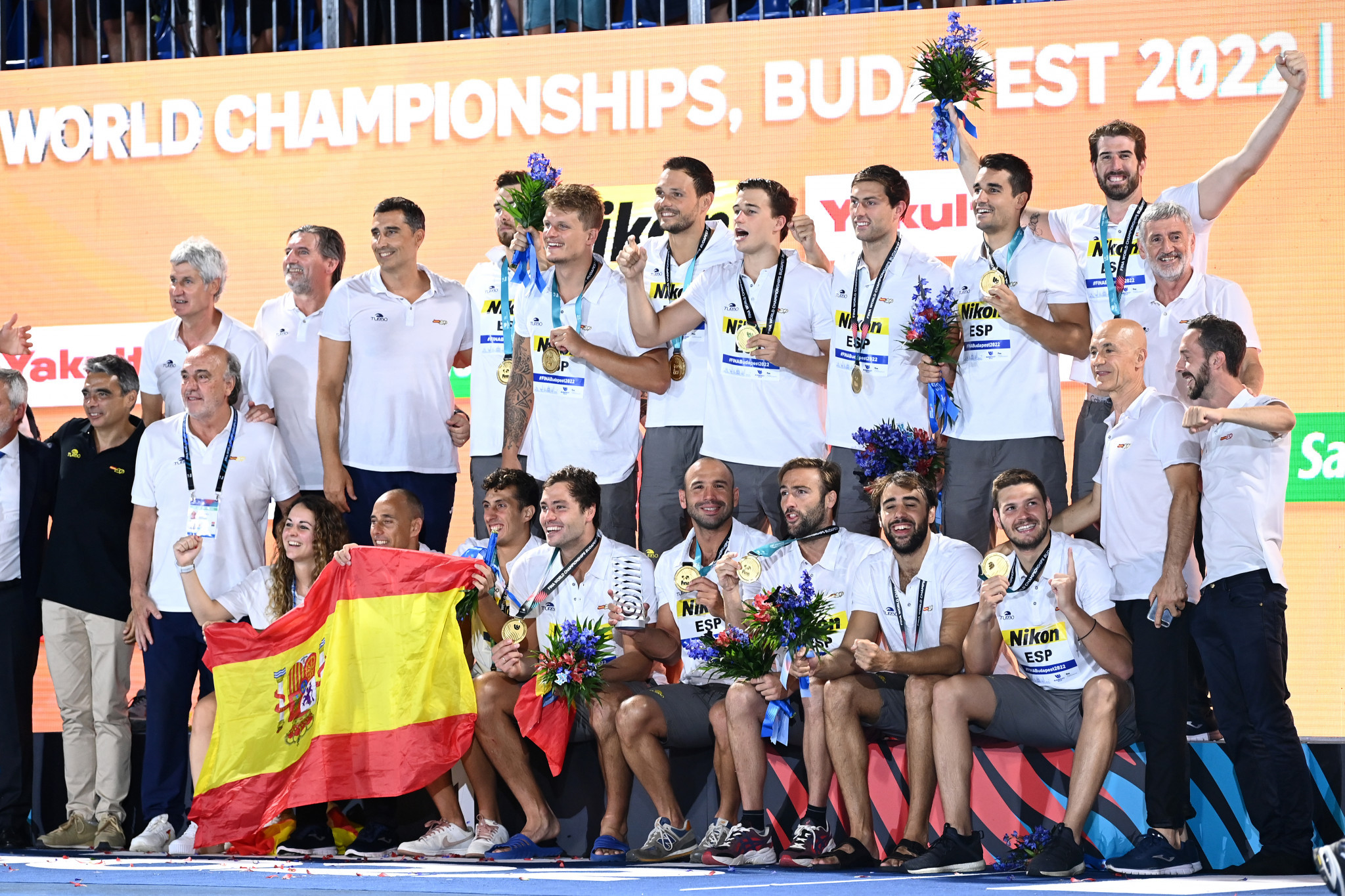The Spanish team received their gold medals at a victory ceremony held as part of the Closing Ceremony ©Getty Images