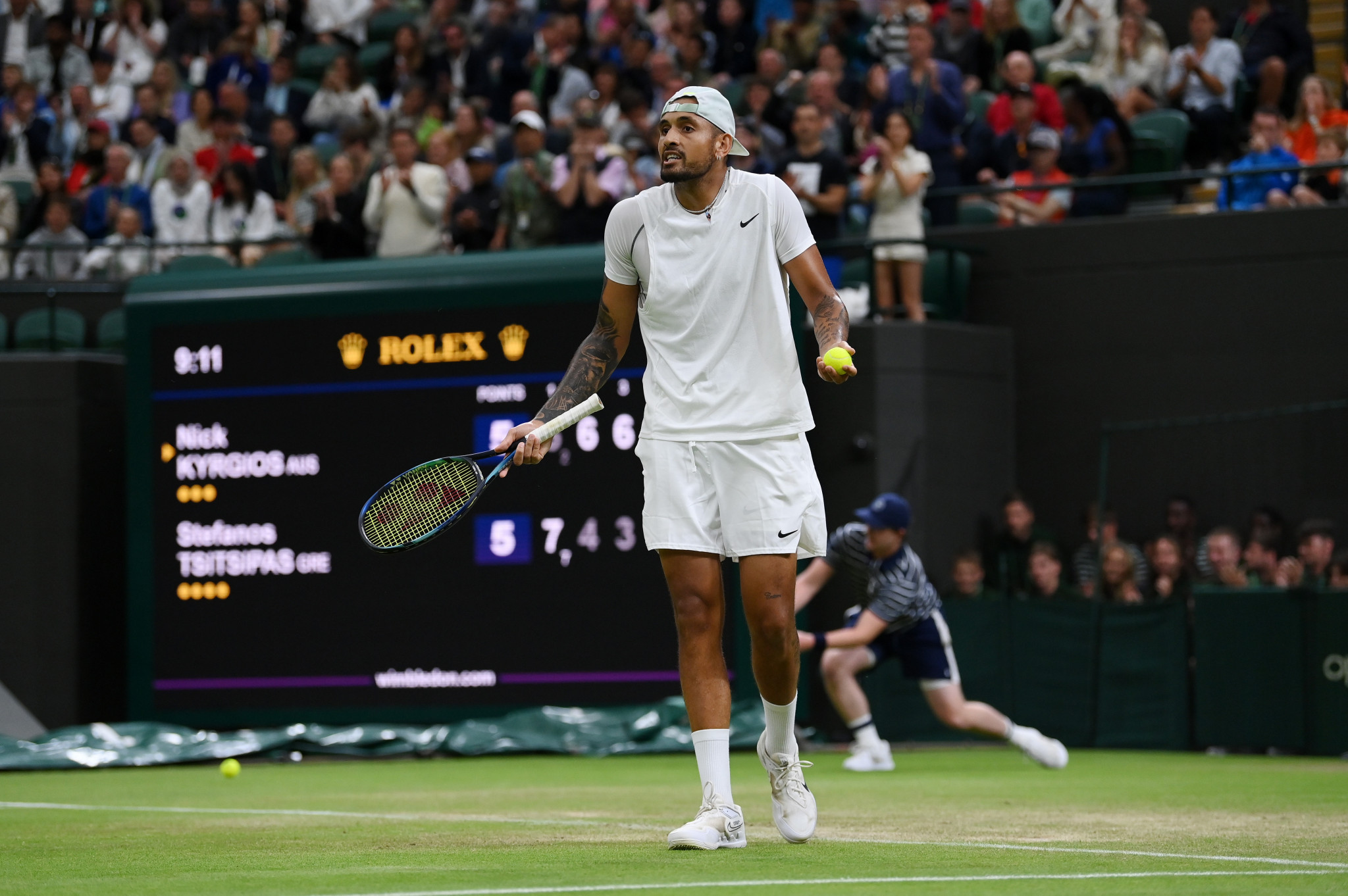 Nick Kyrgios felt Stefanos Tsitsipas should have been defaulted for hitting the ball into the crowd in frustration ©Getty Images