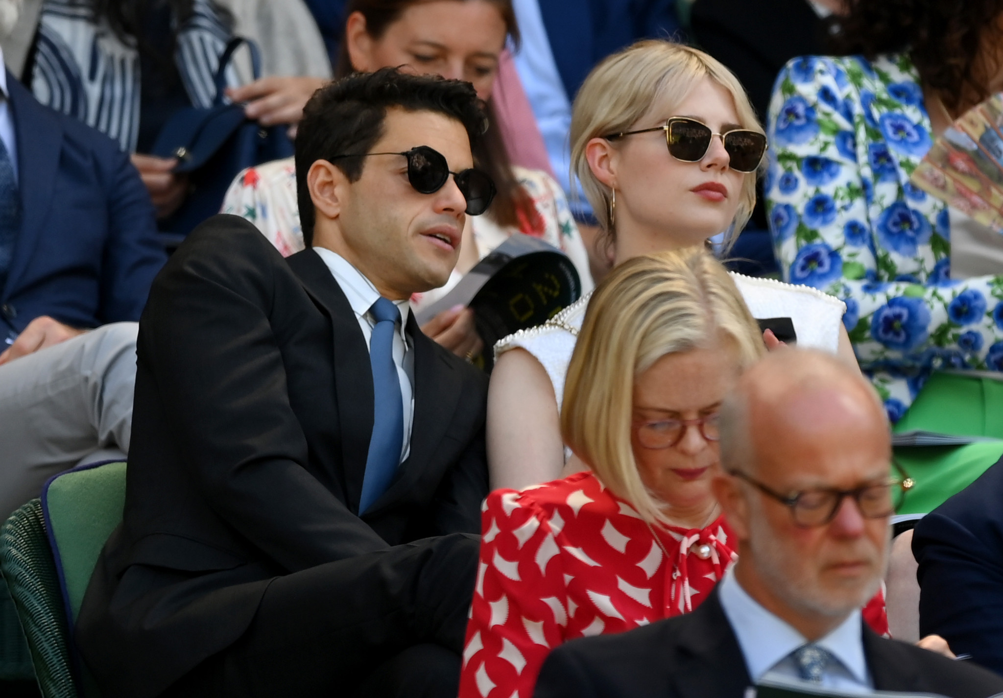 Actor Rami Malek, left, and actress Lucy Boyton, were among those attending today's action ©Getty Images