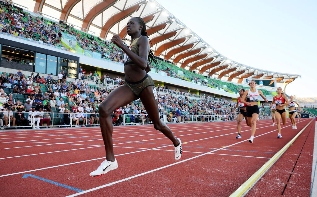 Olympic 800 metres champion Athing Mu, 20, pictured in action at last month's US Outdoor Championships at Hayward Field, is one of the new standard bearers for the United States, and Nike ©Getty Images
