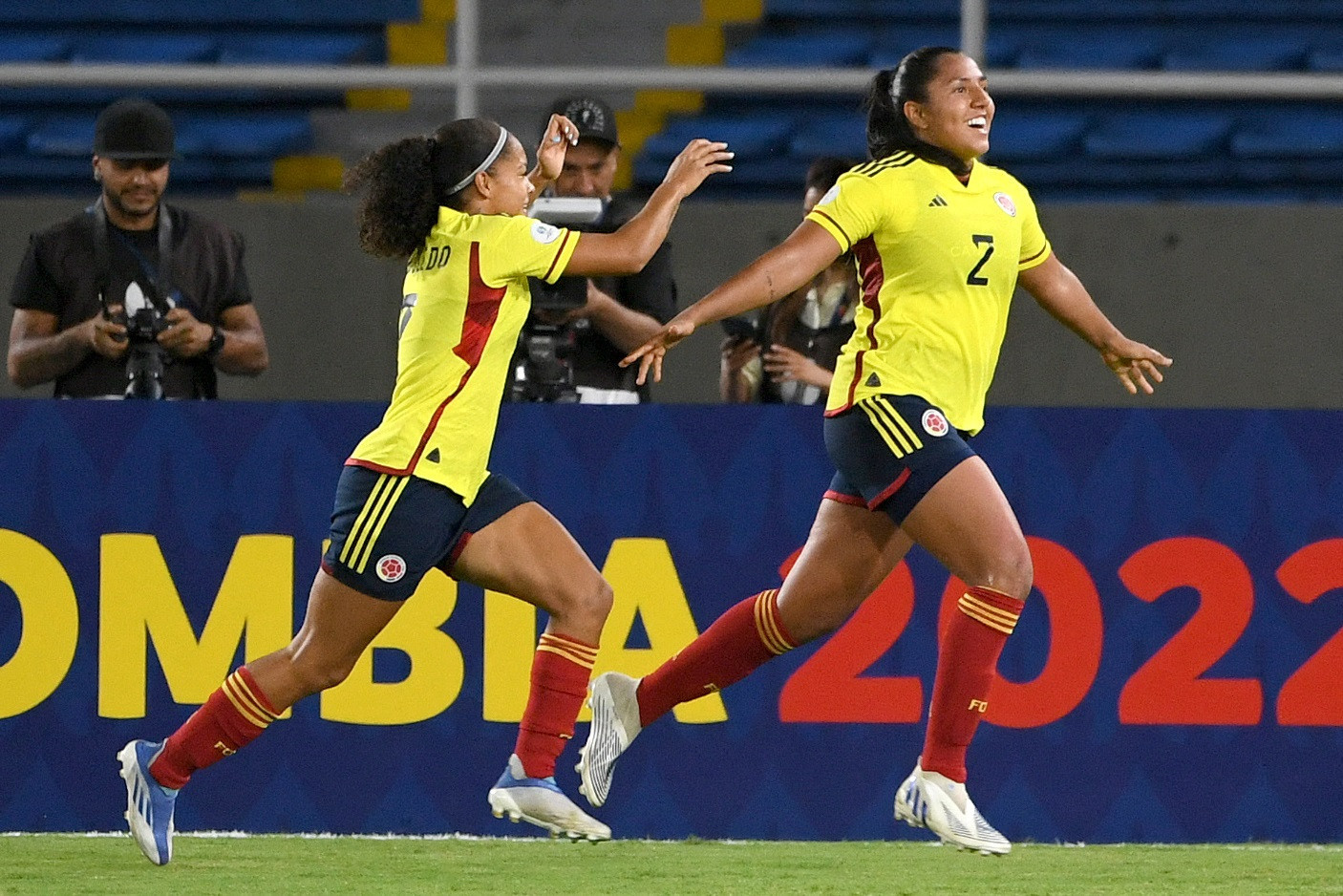 Manuela Vanegas scored Colombia's fourth goal in their opening-day victory in Cali ©Getty Images