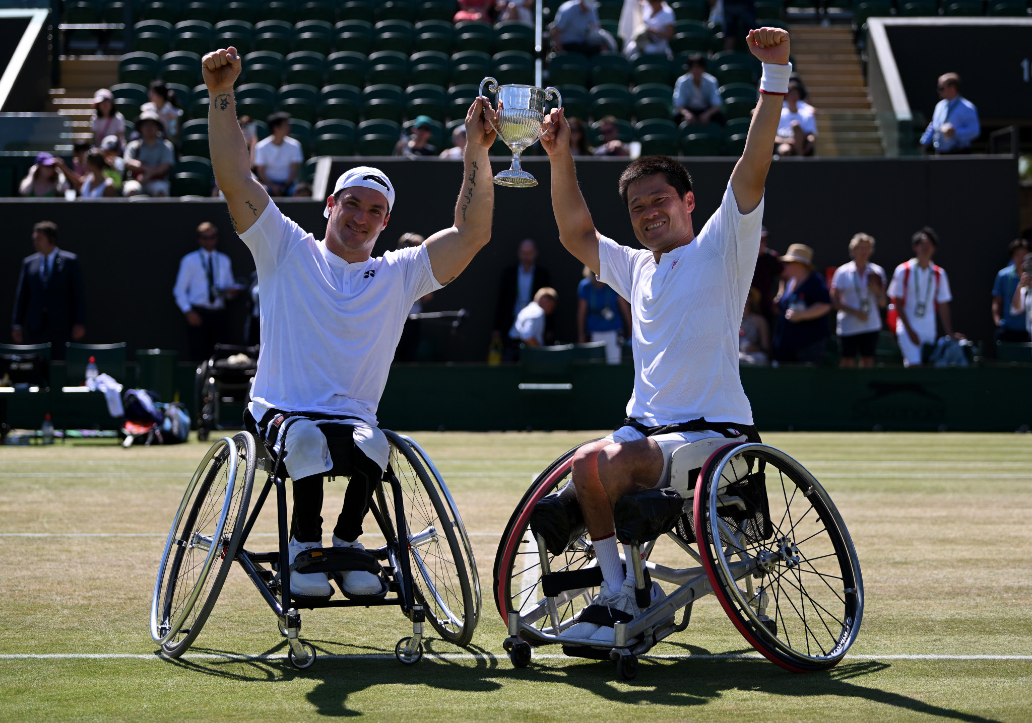Gustavo Fernandez of Argentina and Japan's Shingo Kunieda claimed the men's wheelchair doubles title today ©Getty Images
