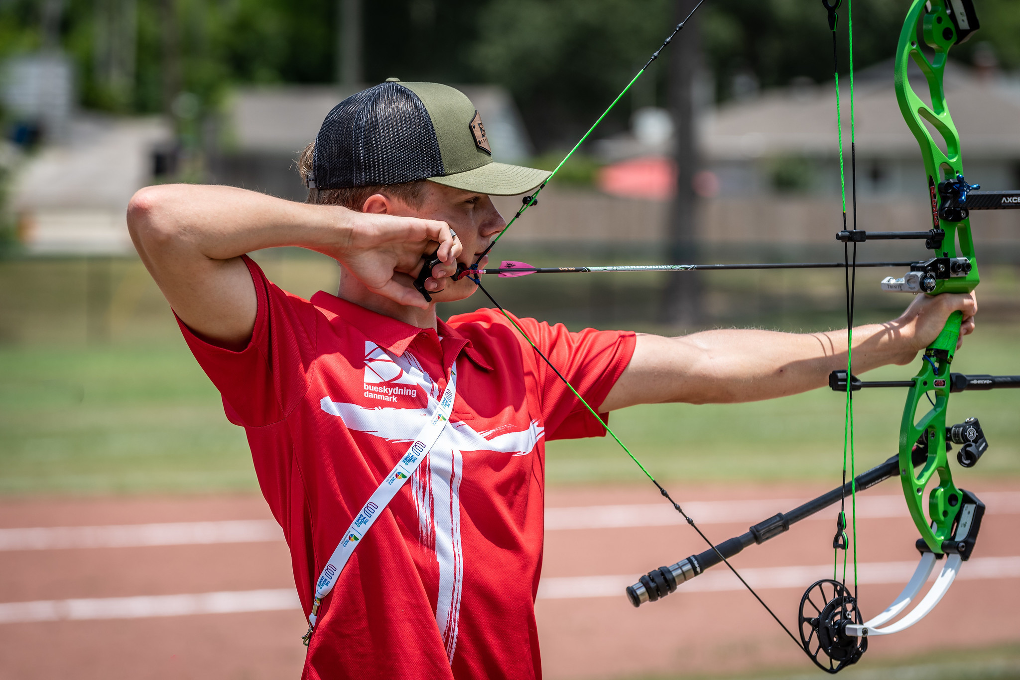 Matthias Fullerton of Denmark, the world number three, competing in men's compound archery ©World Games