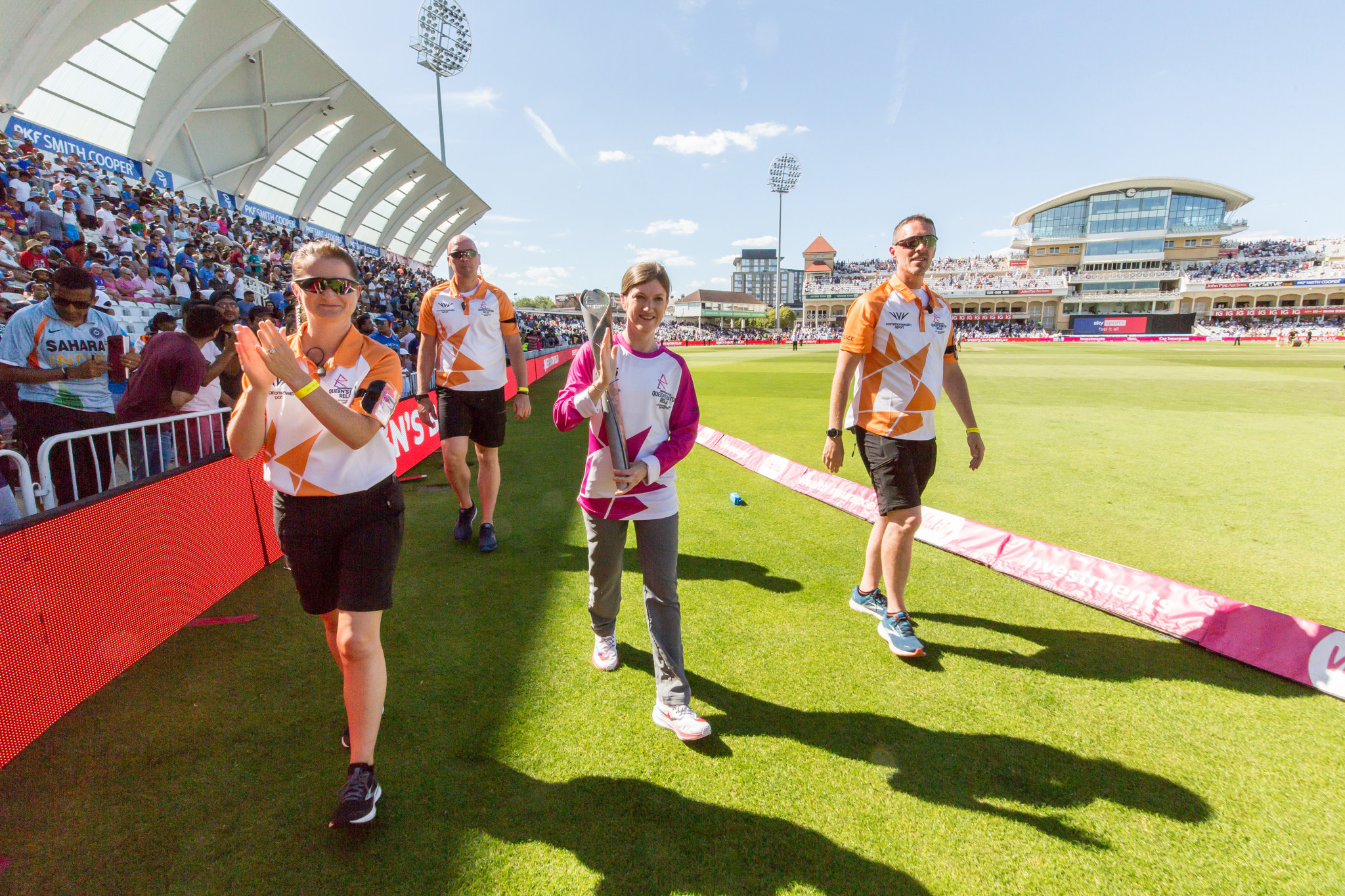 Paralympic and Commonwealth gold medallist Sophie Hahn carried the Baton at Trent Bridge during the England v India T20 international  ©Getty Images