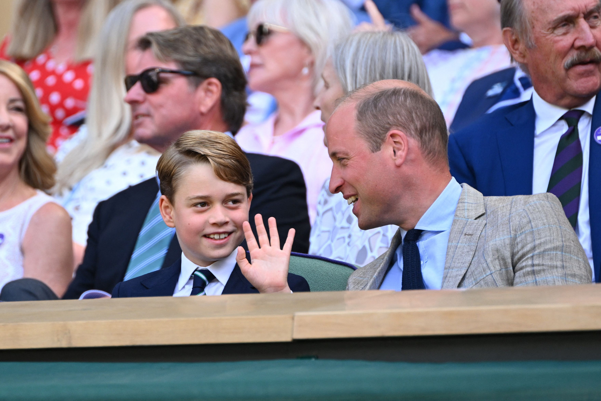 Prince William, right, and his son Prince George, left, watched the men's singles final between Novak Djokovic and Nick Kyrgios ©Getty Images