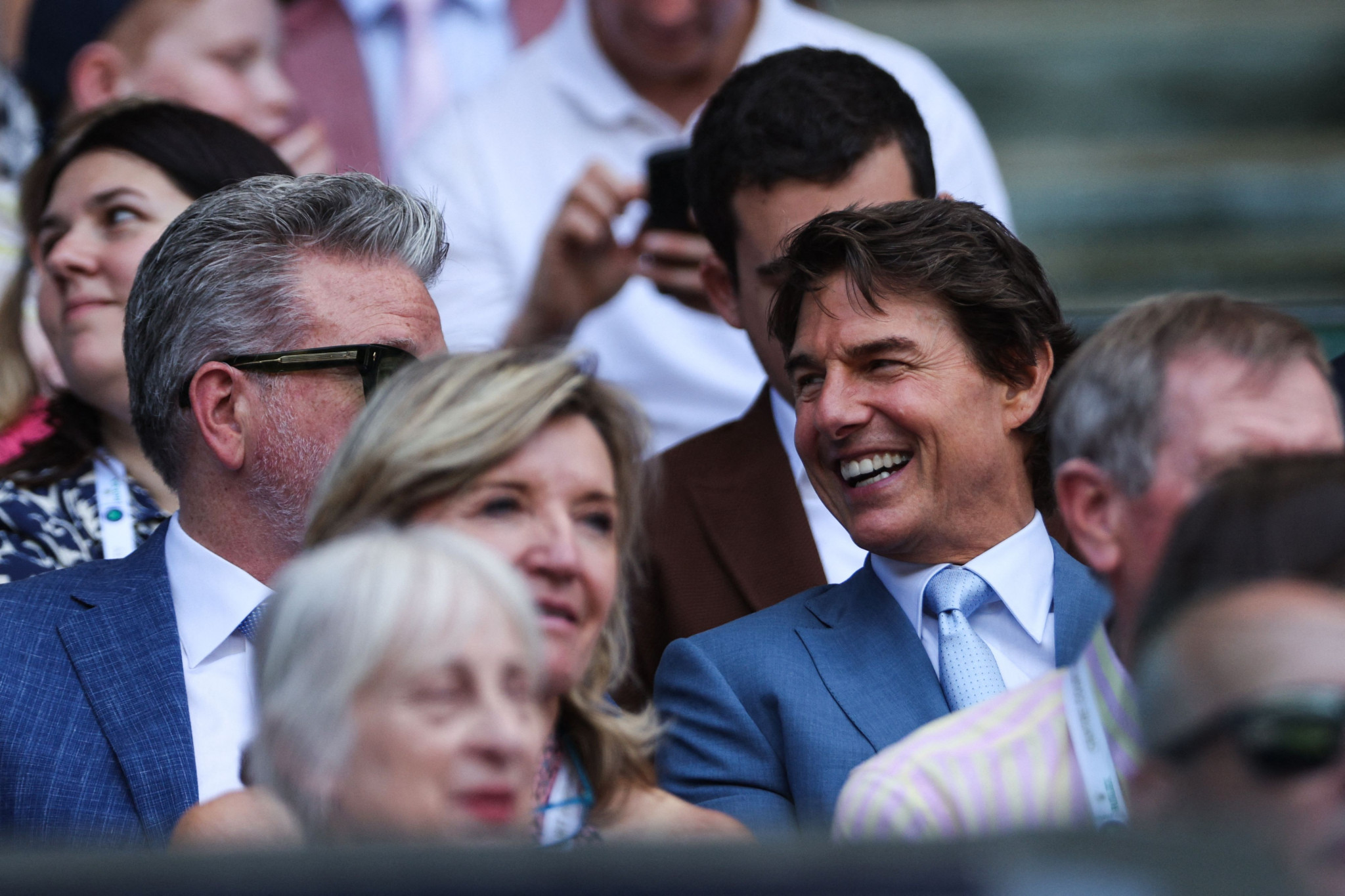 Actor Tom Cruise, right, was pictured in the crowd at the men's singles final ©Getty Images