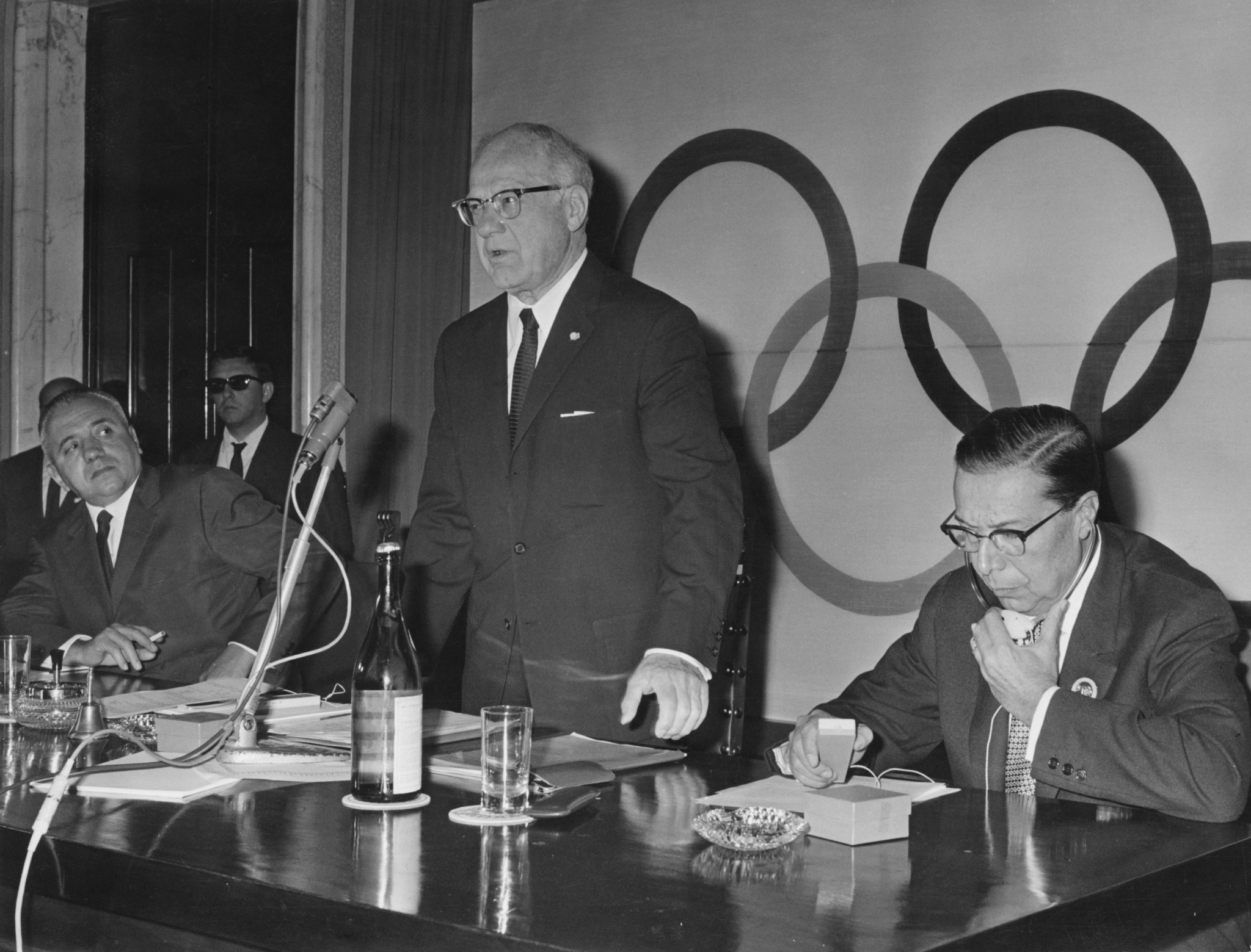 Avery Brundage, standing, was elected IOC President in 1952 and stayed in office for 20 years ©Getty Images