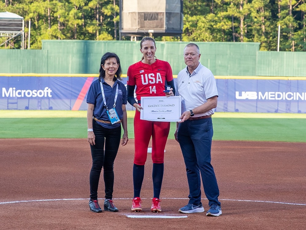 Monica Abbott received the WBSC Order of the Golden Diamond earlier this year ©WBSC