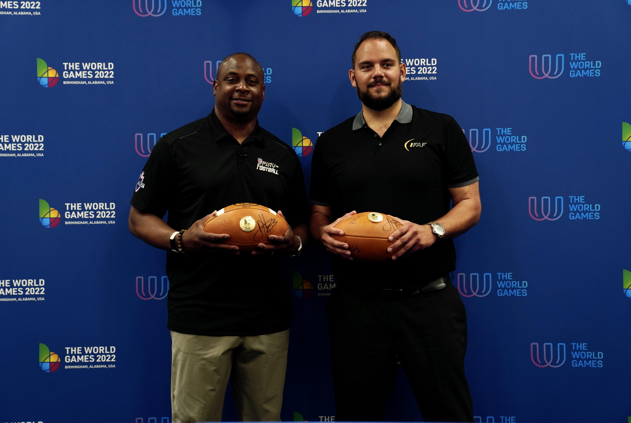 Troy Vincent, executive vice-president of football operations of the NFL and IFAF President Pierre Trochet are co-chairs of Vision28 ©IFAF