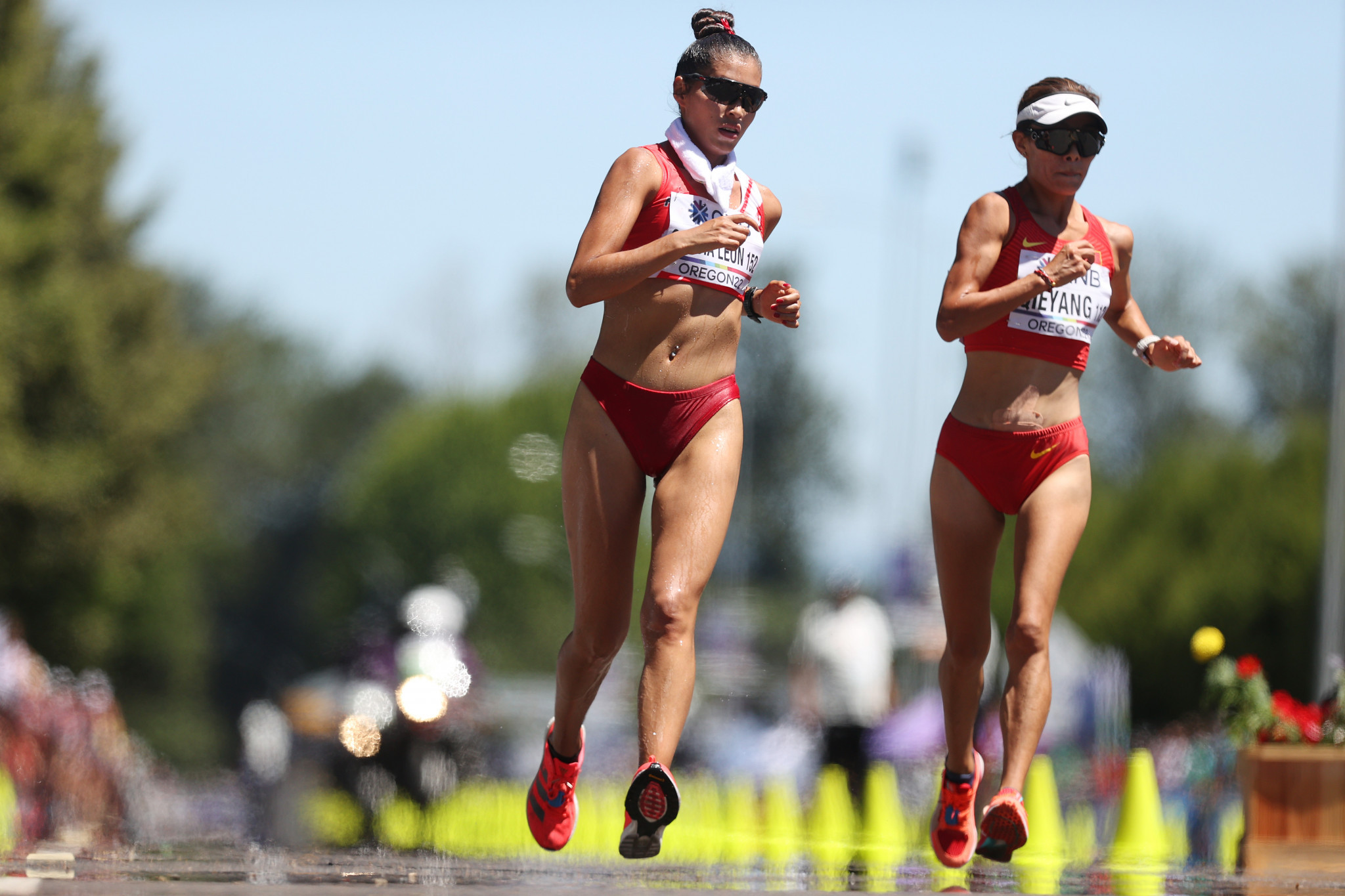 Peru's Kimberley Garcia Leon, left, was considered the outsider in a race China were expected to dominate ©Getty Images