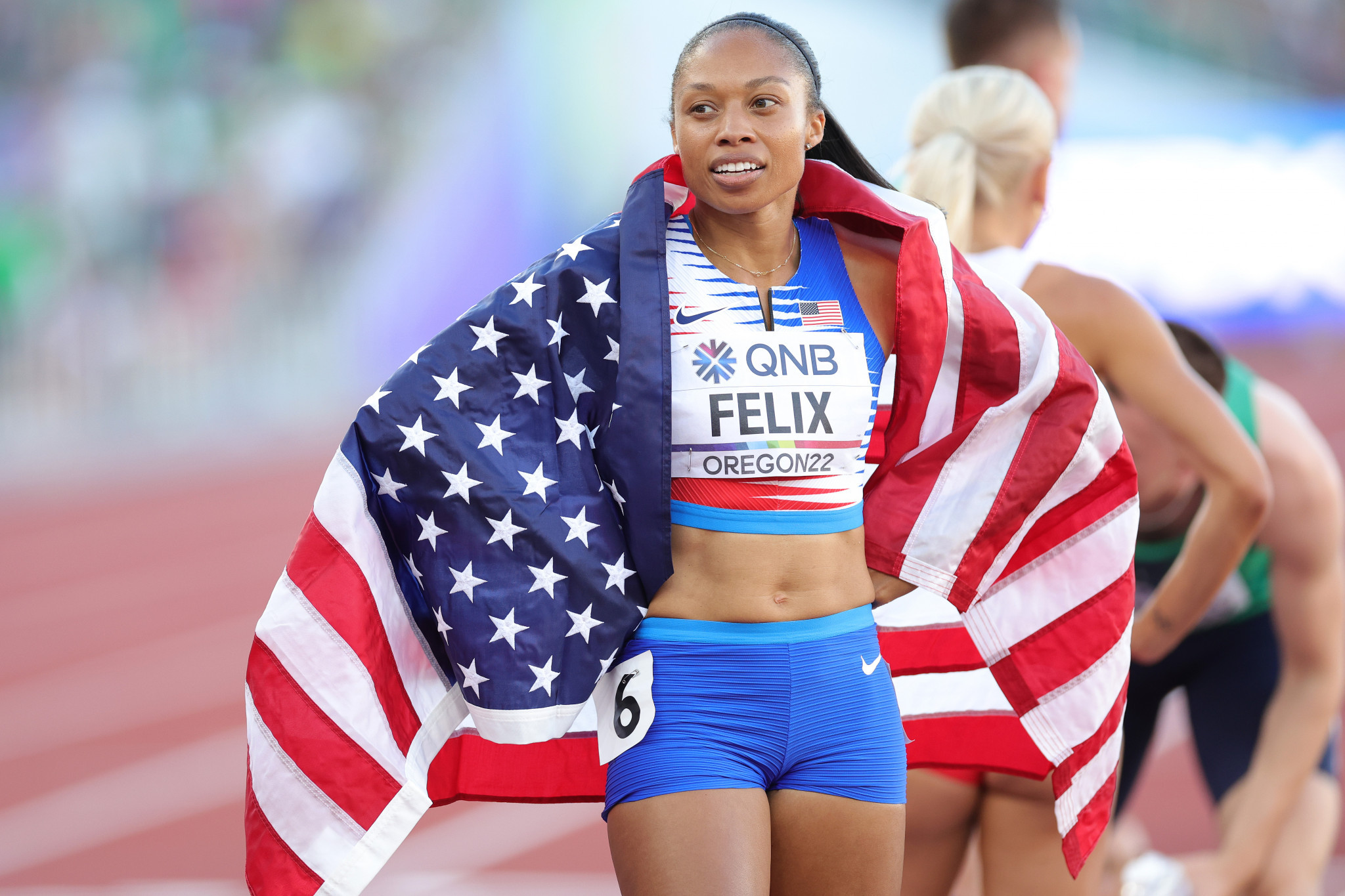The United States' Allyson Felix bowed out with a 4x400m relay bronze medal in Eugene ©Getty Images