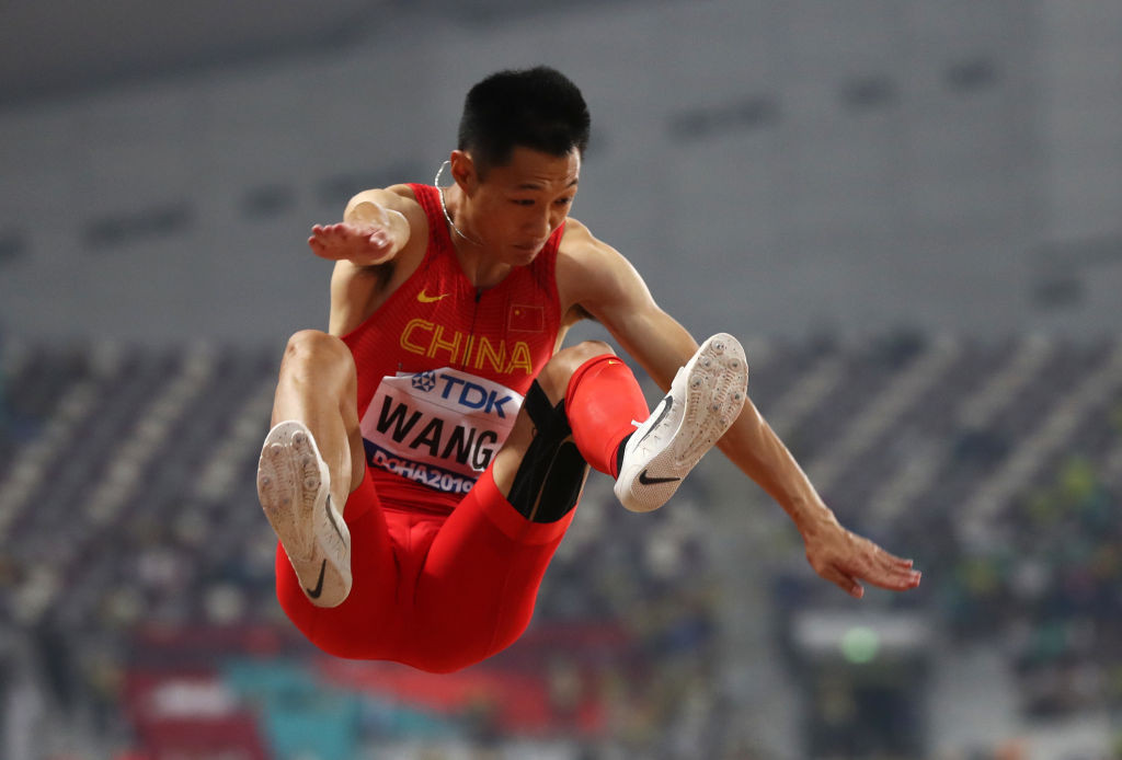 Jianan Wang of China won the men's long jump title on day two of the World Athletics Championships with a final-round effort of 8.36m ©Getty Images