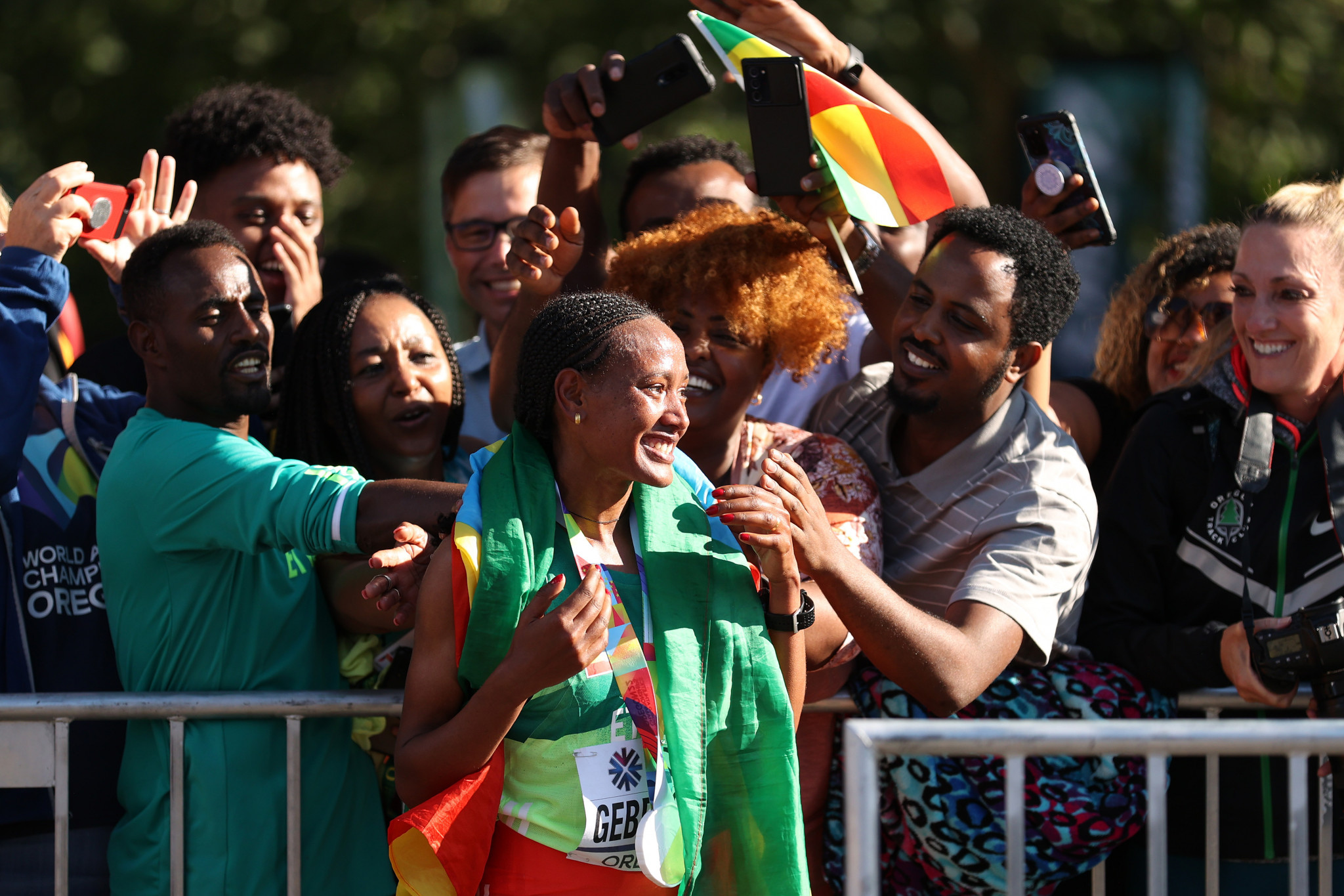 Ethiopian Gotytom Gebreslase made her marathon debut in Berlin last year and bettered Paula Radcliffe of Britain's time of 2:20:57 from Helsinki 2005 in Oregon ©Getty Images