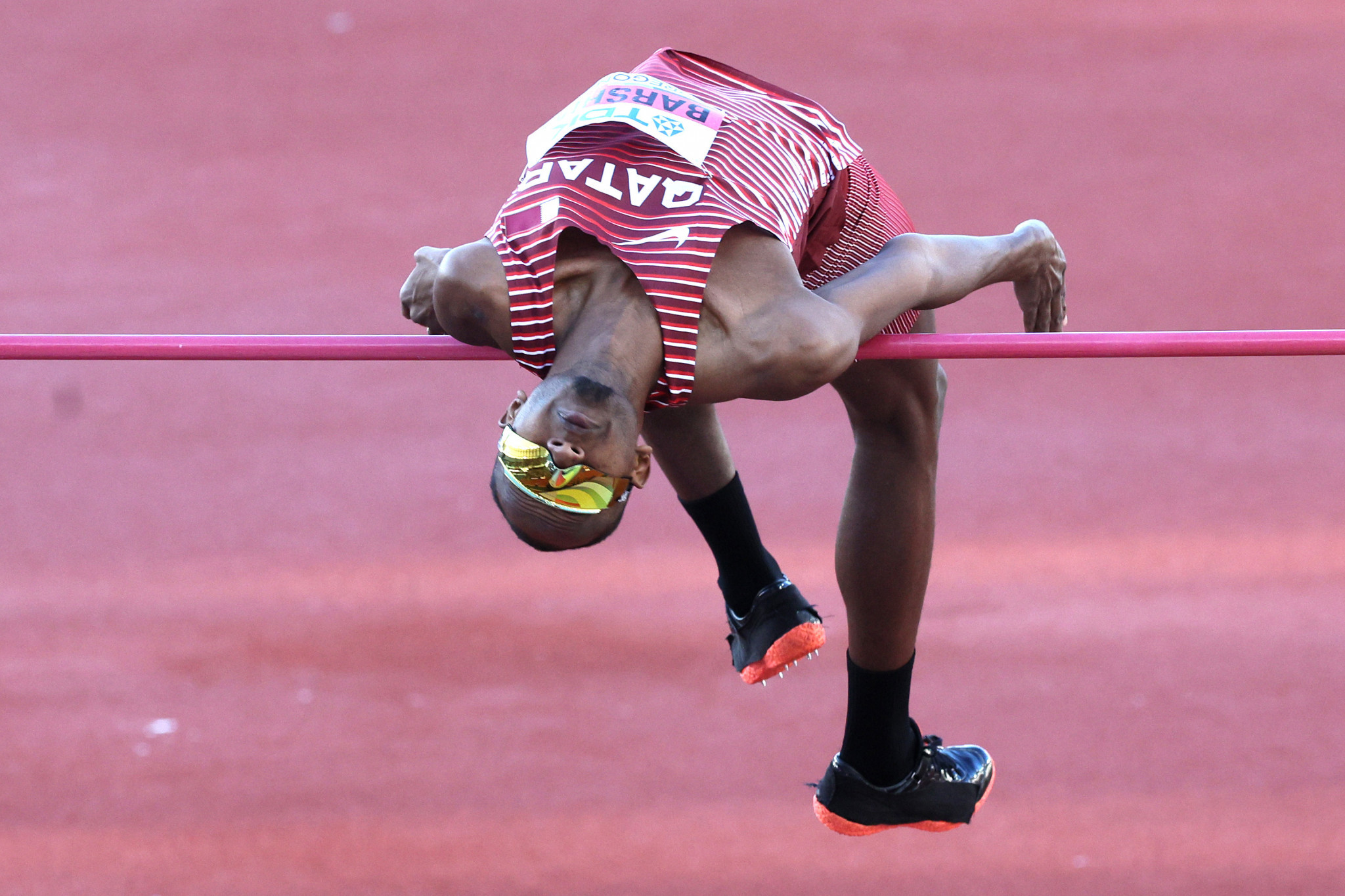 Qatar's Olympic high jump champion Mutaz Barshim won a third world title in Oregon ©Getty Images