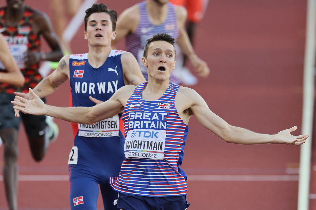 Britain's Jake Wightman wins the world 1500m title in Eugene ©Getty Images