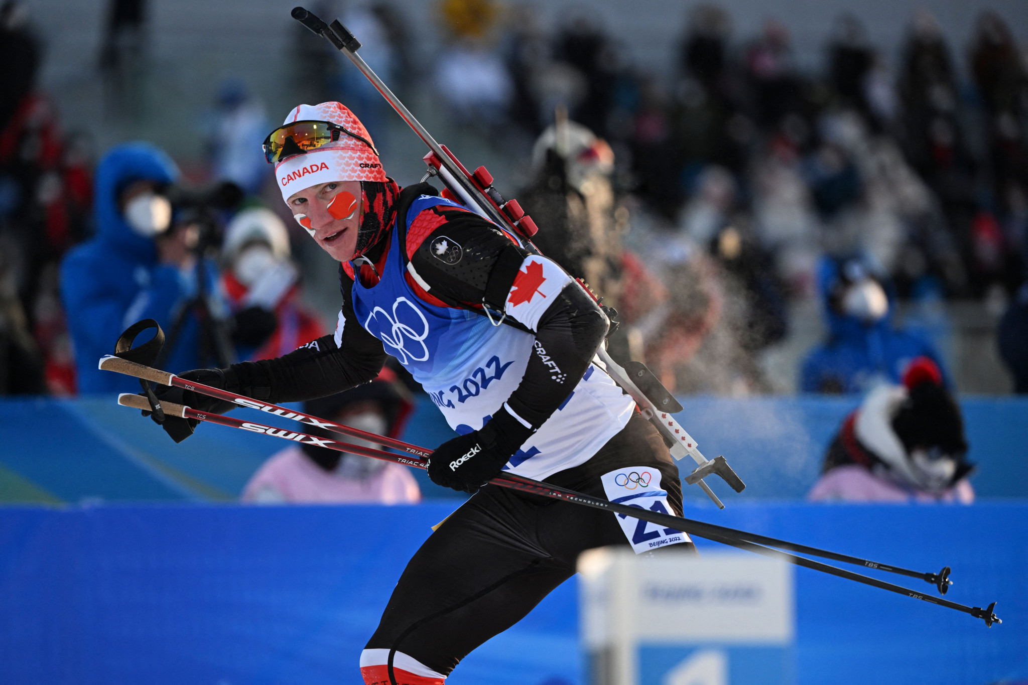 Scott Gow's fifth place finish in the men's 20 kilometres race was the highest achieved in by a Canadian in the Beijing 2022 biathlon competitions ©Getty Images